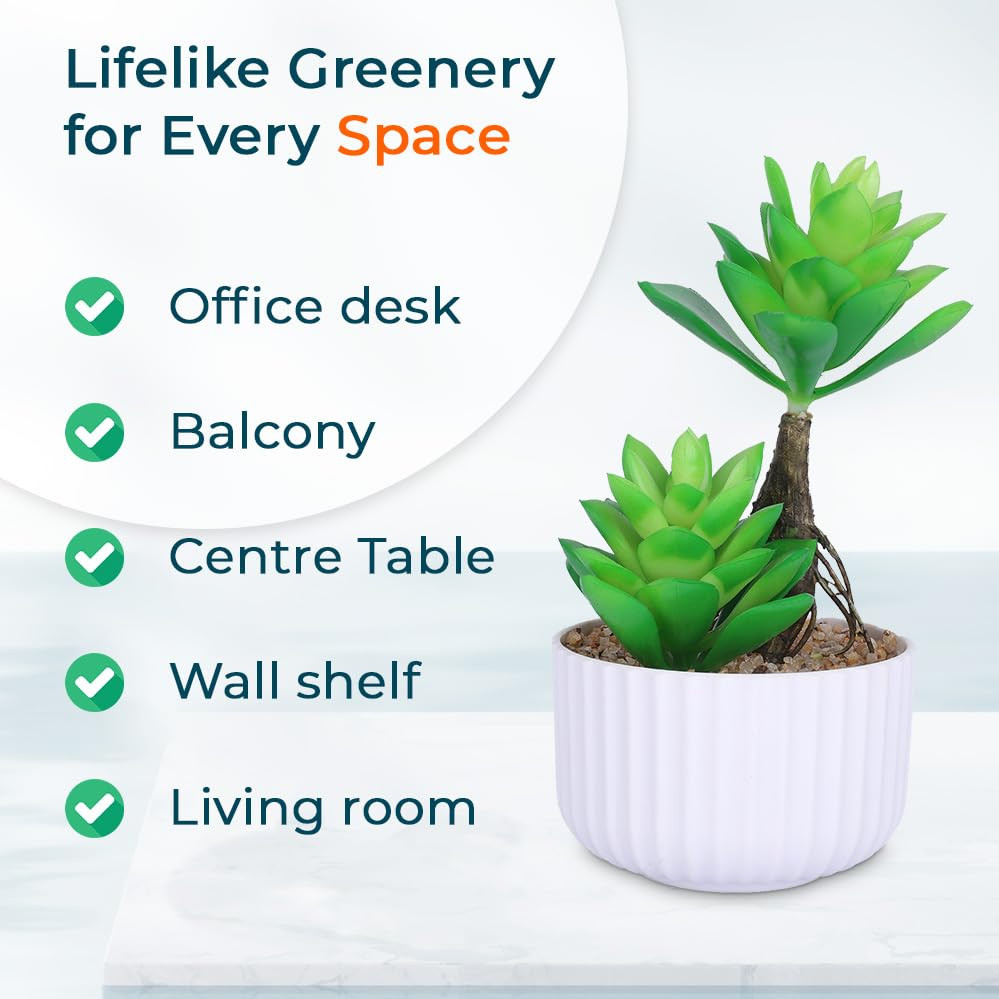 Kuber Industries Artificial Plants for Home DÃ©cor|Natural Looking Indoor Fake Plants with Pot|Artificial Flowers for Decoration (Green)