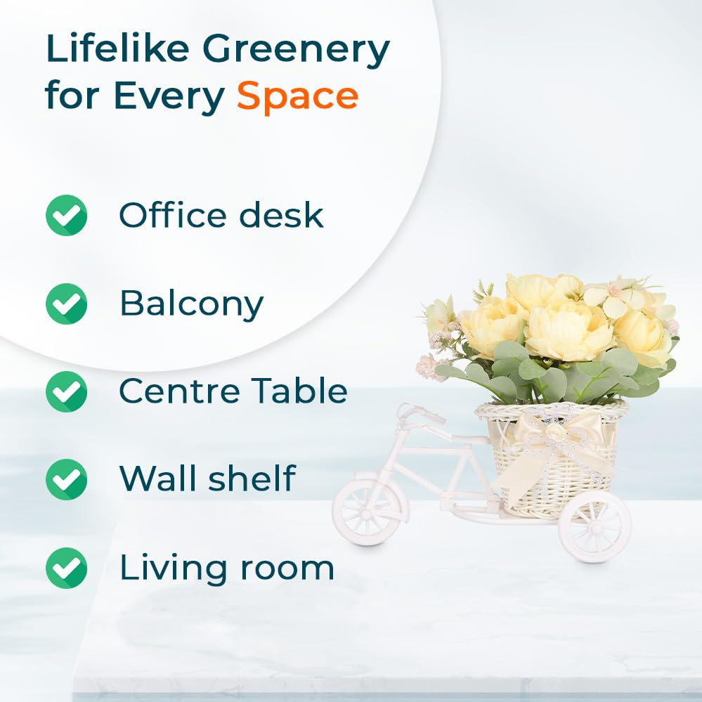 Kuber Industries Artificial Plants for Home DÃ©cor|Natural Looking Indoor Fake Plants with Pot|Artificial Flowers for Decoration (Yellow)