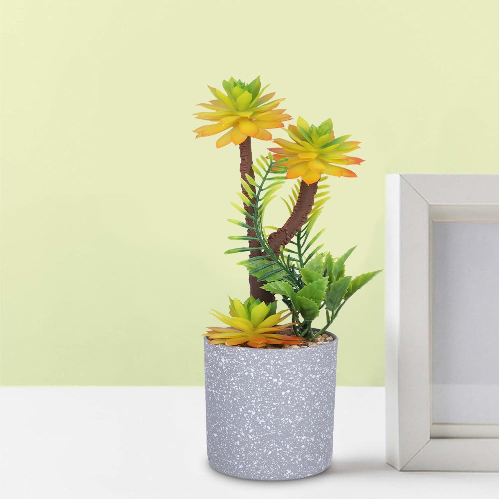 Kuber Industries Artificial Plants for Home DÃ©cor|Natural Looking Indoor Fake Plants with Pot|Artificial Flowers for Decoration (Yellow)