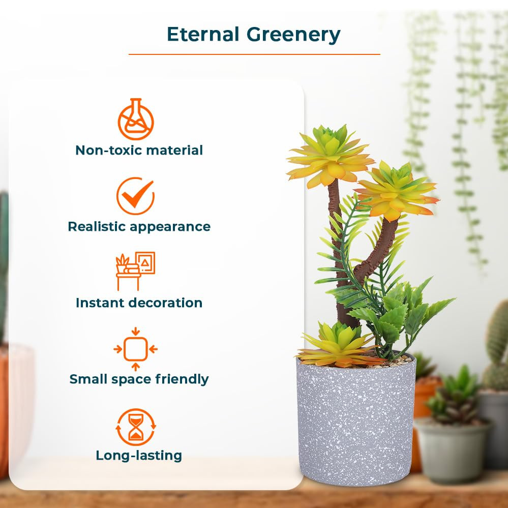 Kuber Industries Artificial Plants for Home DÃ©cor|Natural Looking Indoor Fake Plants with Pot|Artificial Flowers for Decoration (Yellow)