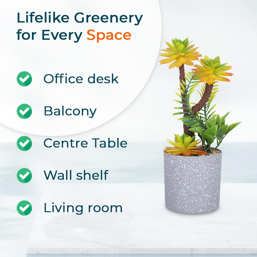Kuber Industries Artificial Plants for Home DÃ©cor|Natural Looking Indoor Fake Plants with Pot|Artificial Flowers for Decoration (Yellow)