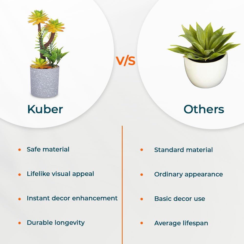 Kuber Industries Artificial Plants for Home DÃ©cor|Natural Looking Indoor Fake Plants with Pot|Artificial Flowers for Decoration (Yellow)