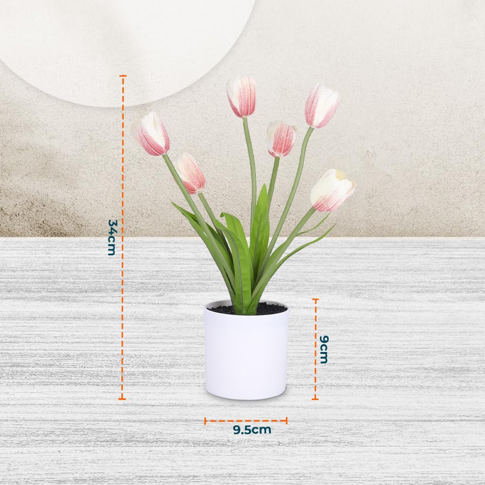 Kuber Industries Artificial Plants for Home DÃ©cor|Natural Looking Indoor Fake Plants with Pot|Artificial Flowers for Decoration (Pink)
