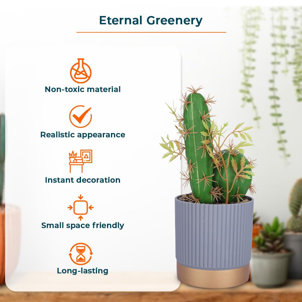 Kuber Industries Artificial Plants for Home DÃ©cor|Natural Looking Indoor Fake Plants with Pot|Artificial Flowers for Decoration (Green)