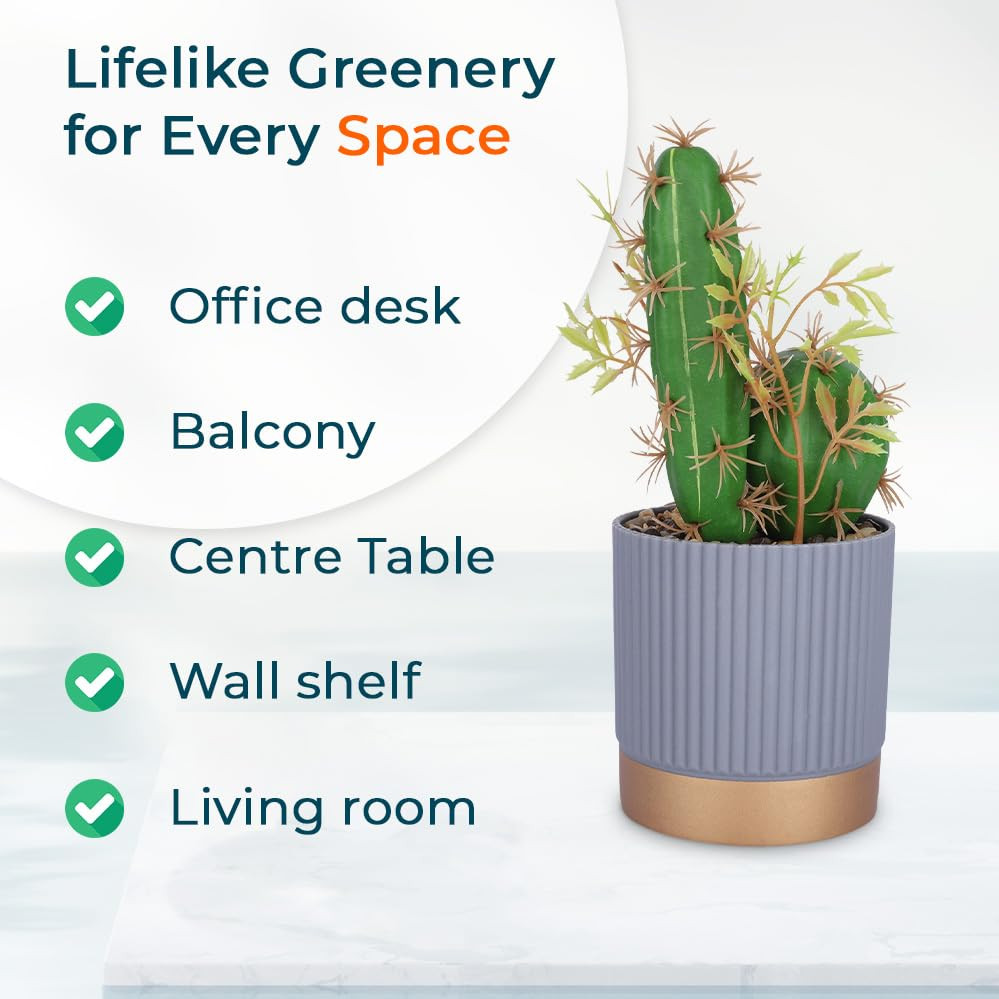 Kuber Industries Artificial Plants for Home DÃ©cor|Natural Looking Indoor Fake Plants with Pot|Artificial Flowers for Decoration (Green)