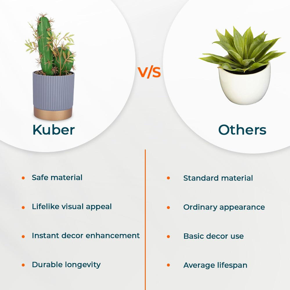 Kuber Industries Artificial Plants for Home DÃ©cor|Natural Looking Indoor Fake Plants with Pot|Artificial Flowers for Decoration (Green)