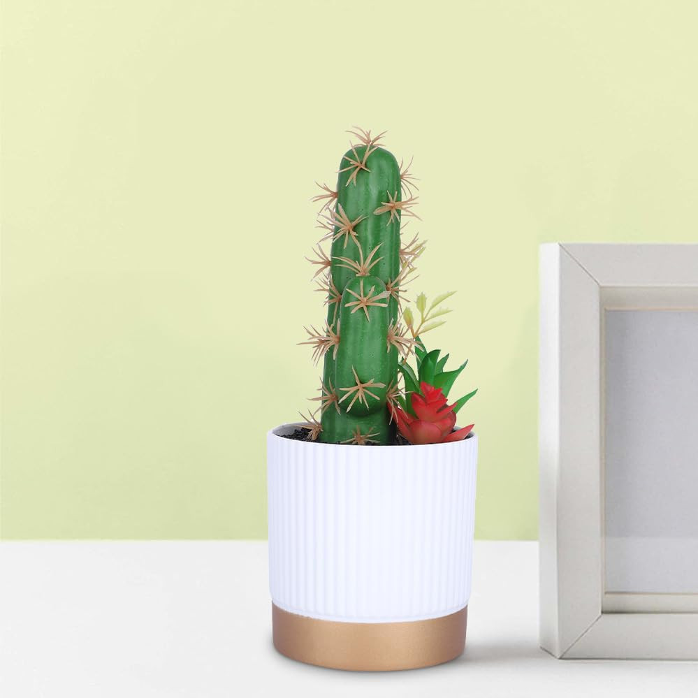 Kuber Industries Artificial Plants for Home DÃ©cor|Natural Looking Indoor Fake Plants with Pot|Artificial Flowers for Decoration (Green)