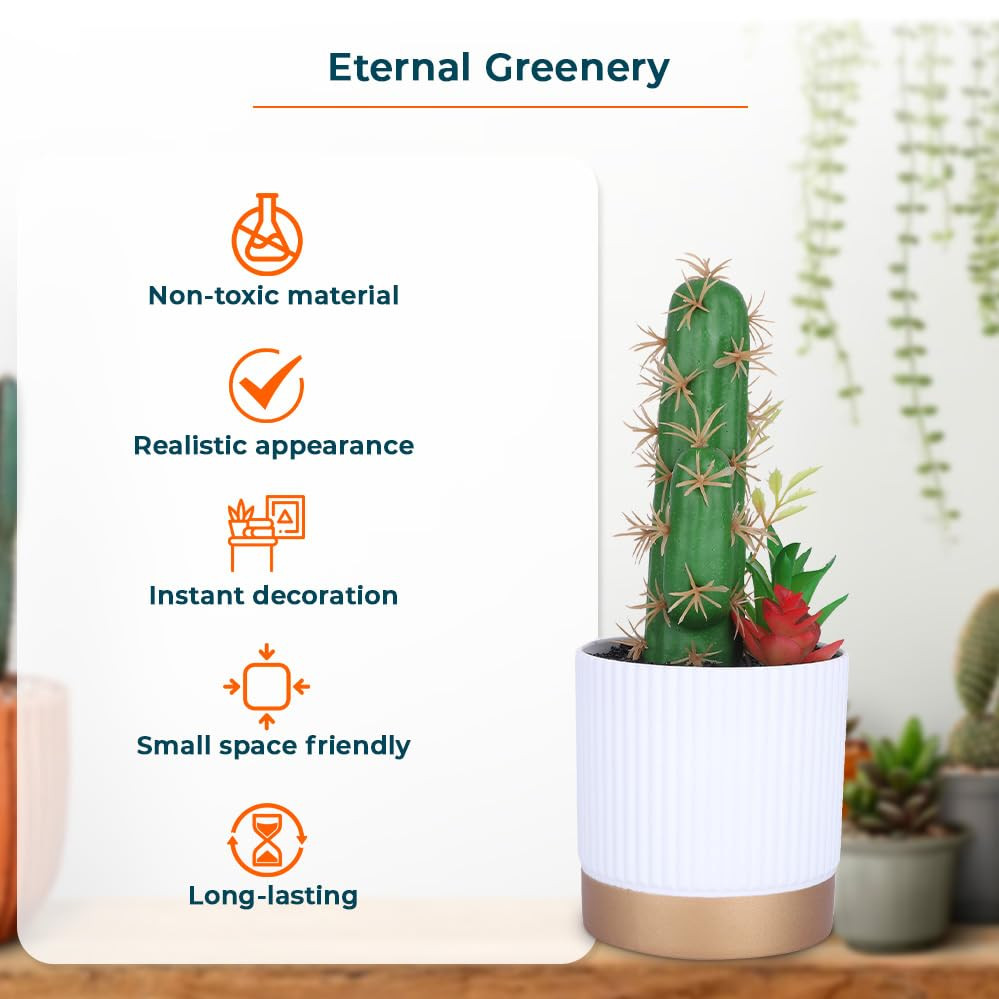 Kuber Industries Artificial Plants for Home DÃ©cor|Natural Looking Indoor Fake Plants with Pot|Artificial Flowers for Decoration (Green)
