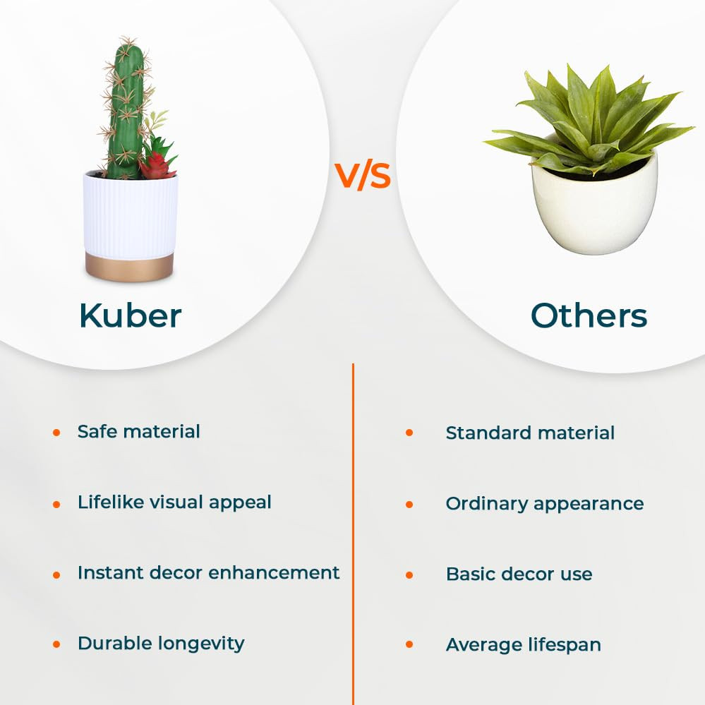 Kuber Industries Artificial Plants for Home DÃ©cor|Natural Looking Indoor Fake Plants with Pot|Artificial Flowers for Decoration (Green)