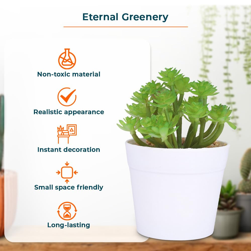 Kuber Industries Artificial Plants for Home DÃ©cor|Natural Looking Indoor Fake Plants with Pot|Artificial Flowers for Decoration (Green)