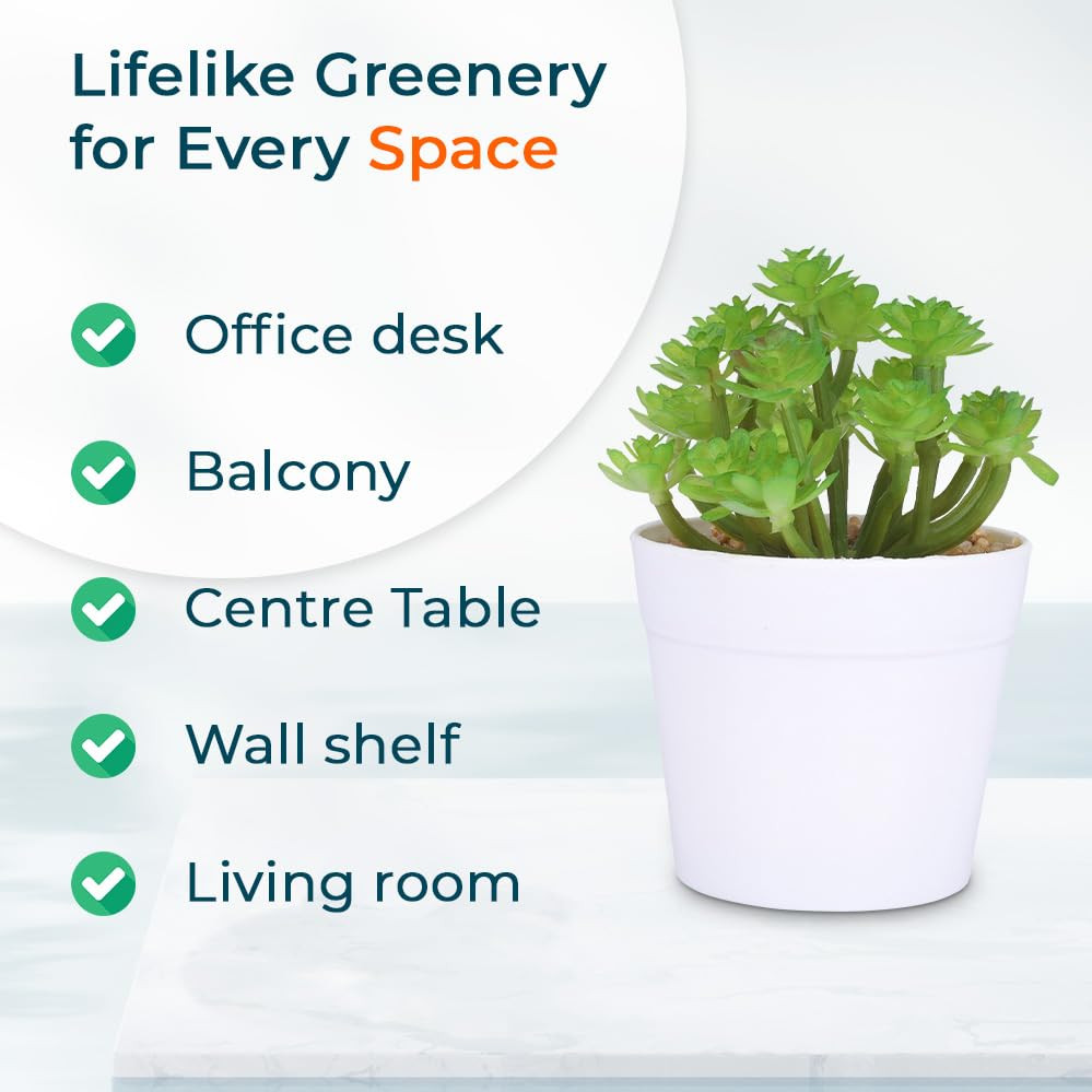 Kuber Industries Artificial Plants for Home DÃ©cor|Natural Looking Indoor Fake Plants with Pot|Artificial Flowers for Decoration (Green)