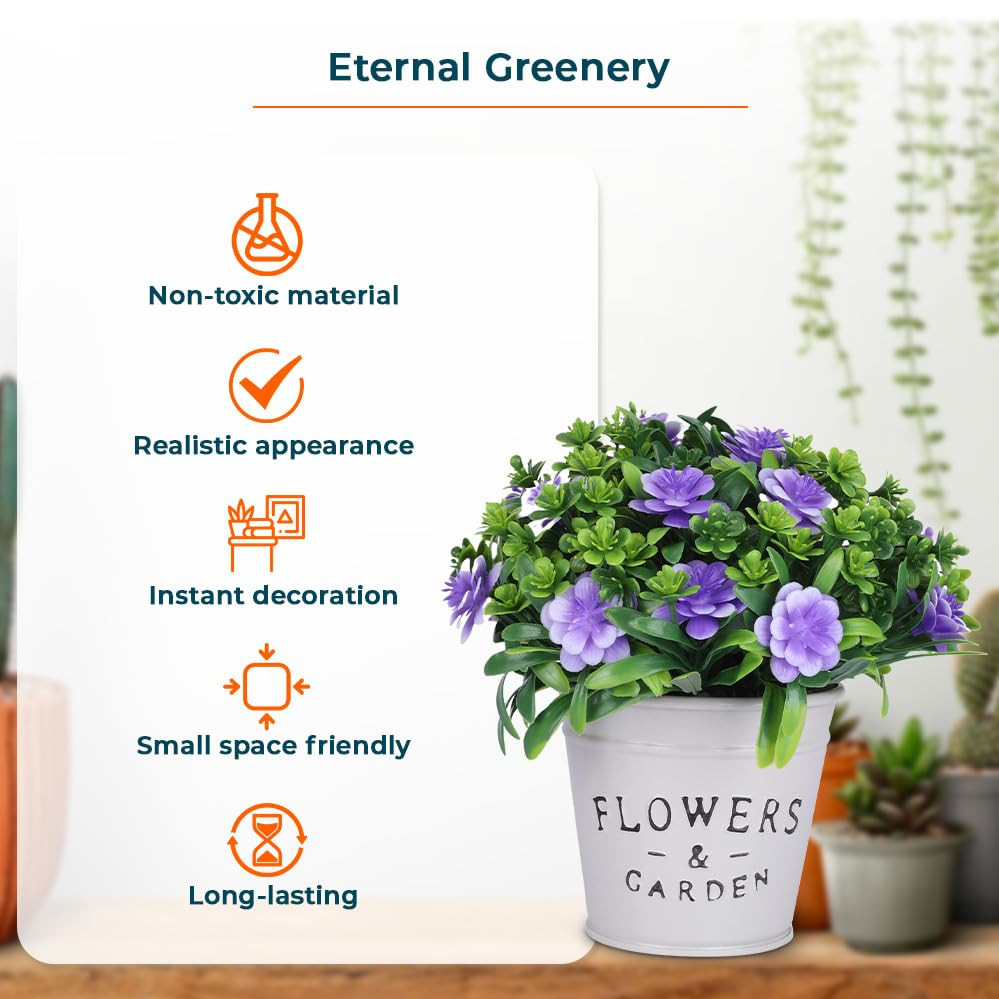 Kuber Industries Artificial Plants for Home DÃ©cor|Natural Looking Indoor Fake Plants with Pot|Artificial Flowers for Decoration (Lavender)