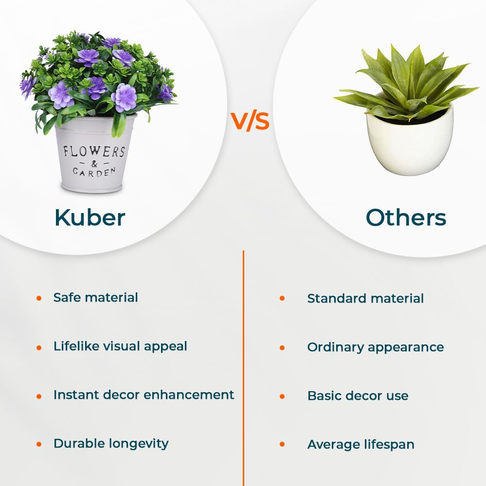 Kuber Industries Artificial Plants for Home DÃ©cor|Natural Looking Indoor Fake Plants with Pot|Artificial Flowers for Decoration (Lavender)