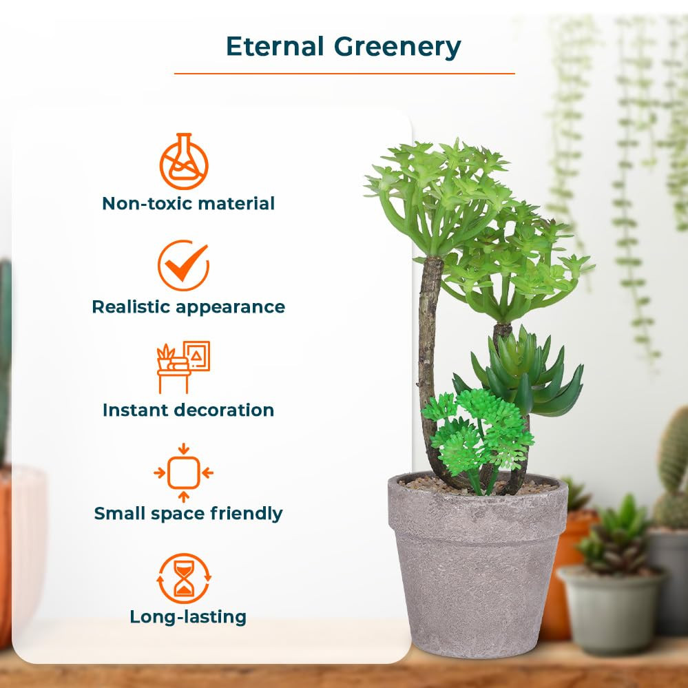 Kuber Industries Artificial Plants for Home DÃ©cor|Natural Looking Indoor Fake Plants with Pot|Artificial Flowers for Decoration (Green)
