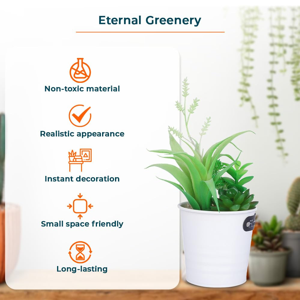 Kuber Industries Artificial Plants for Home DÃ©cor|Natural Looking Indoor Fake Plants with Pot|Artificial Flowers for Decoration (Green)