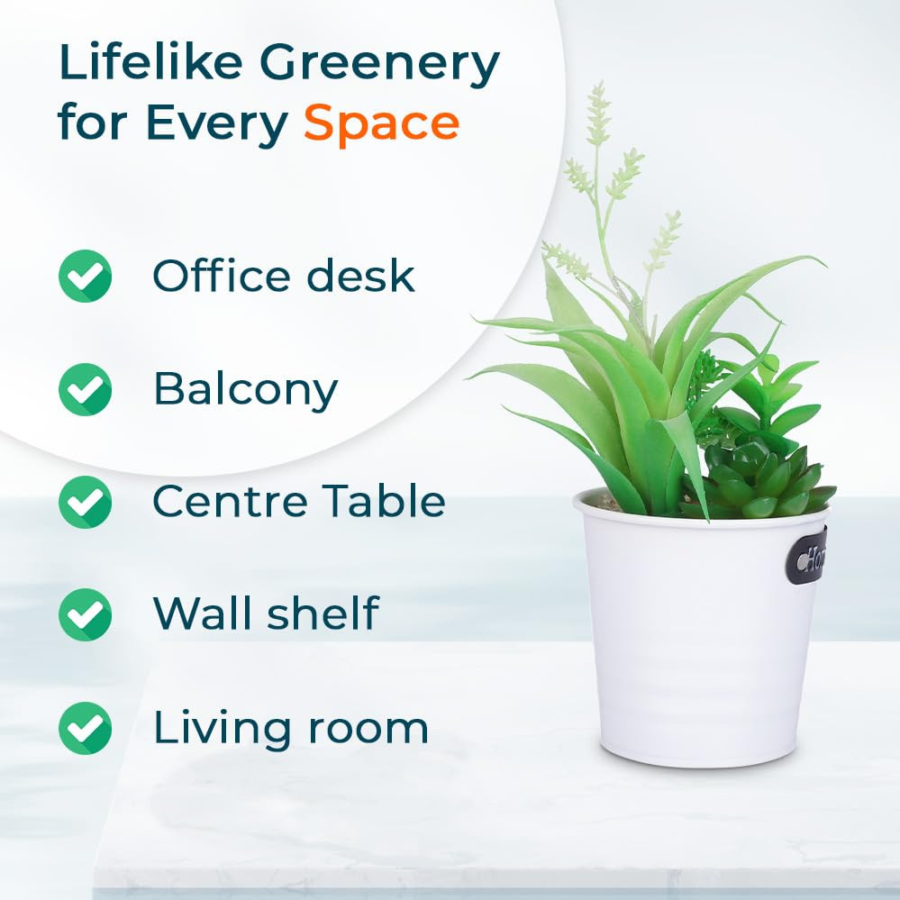 Kuber Industries Artificial Plants for Home DÃ©cor|Natural Looking Indoor Fake Plants with Pot|Artificial Flowers for Decoration (Green)