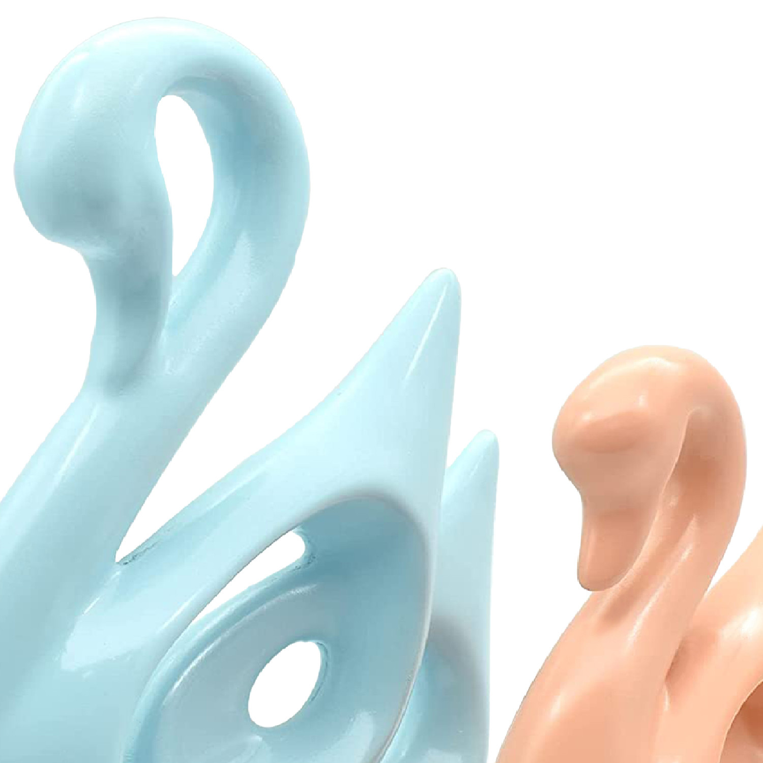 Kuber Industries Attractive Design Ceramic Finish Swan Couple Figurines For Modern Home Décor (Sky Blue & Peach)
