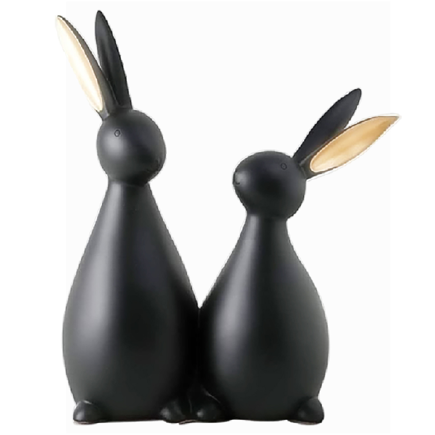 Kuber Industries Attractive Design Ceramic Rabbit Couple Figurines Idol For Home Decoration (Matte Black)
