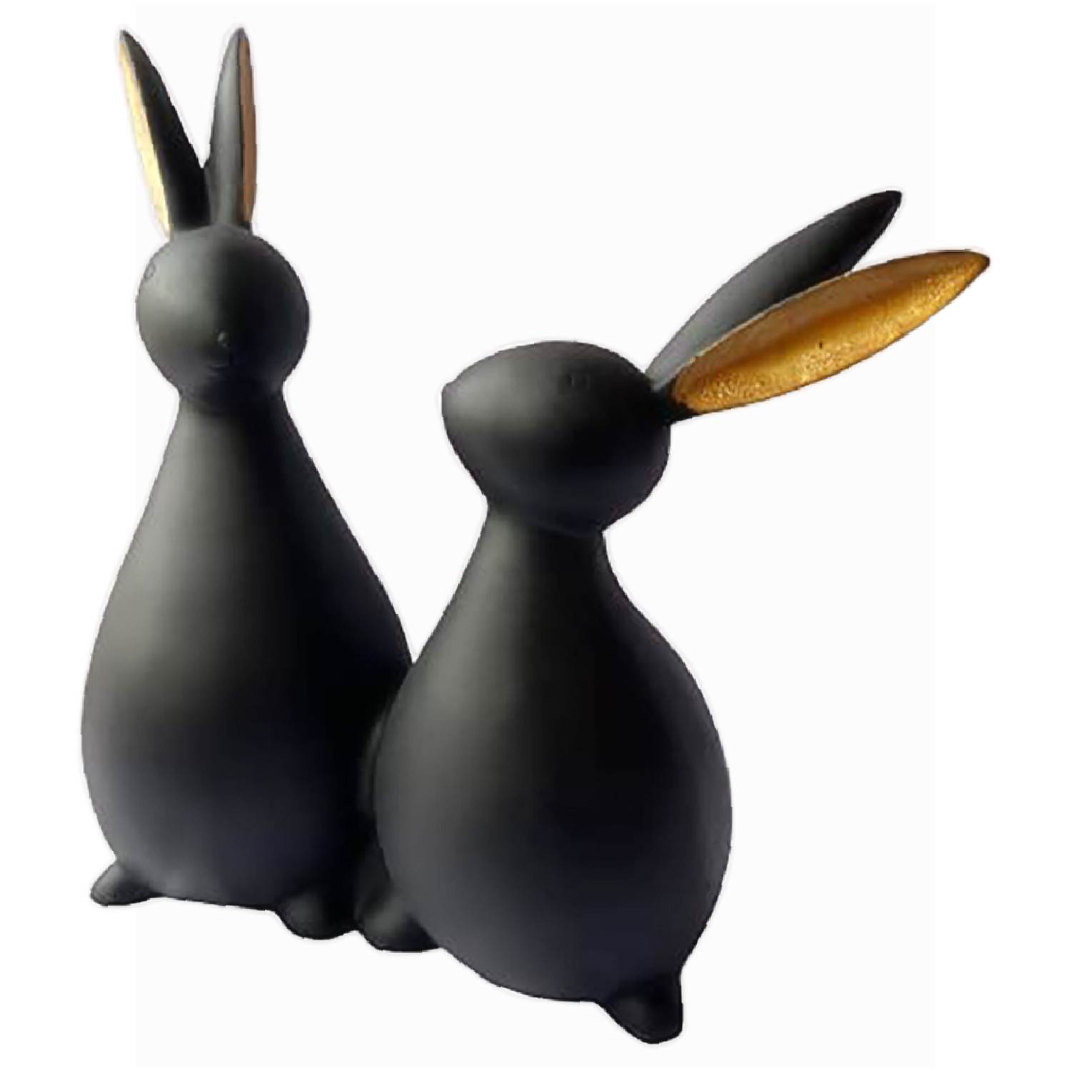 Kuber Industries Attractive Design Ceramic Rabbit Couple Figurines Idol For Home Decoration (Matte Black)