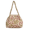 Kuber Industries Attractive Embroidery Polyester Hand Purse &amp; Artificial Pearls Handle With 3 Magnetic Lock for Woman,Girls (Cream)