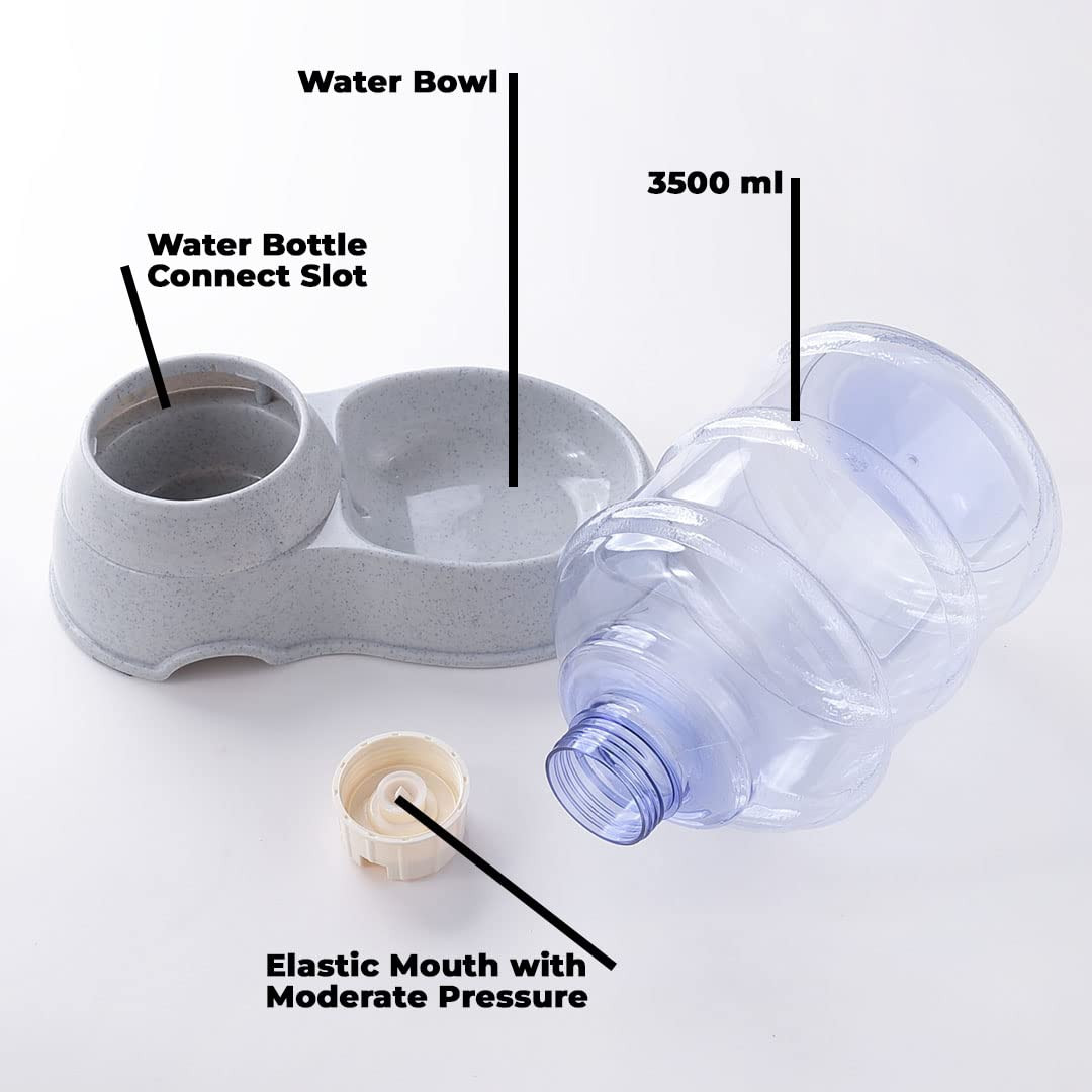 Kuber Industries Automatic Pet Water DispenserI3.5L|Self-Dispensing Gravity WatererIFor Cats, Dogs, Birds I Automatic Refillable I Reusable, Durable |Dog Accessories for Indoor & Outdoor|3500ML| Grey Grey