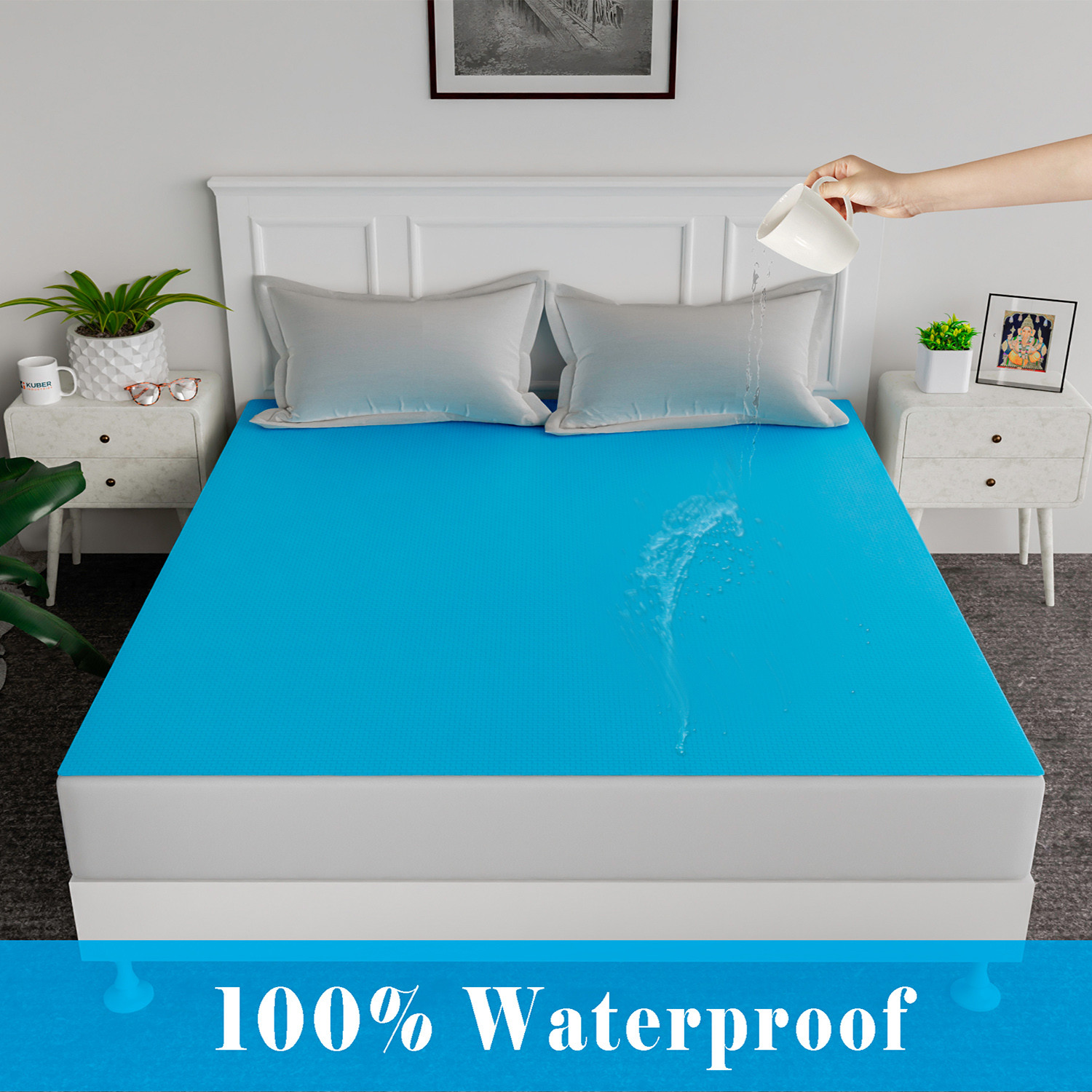 Kuber Industries Baby Bedsheet  PVC Self Check Mattress Protector Sheet  Waterproof Double Bedsheet for Babies and Adult  80x80 Inch  Sky Blue