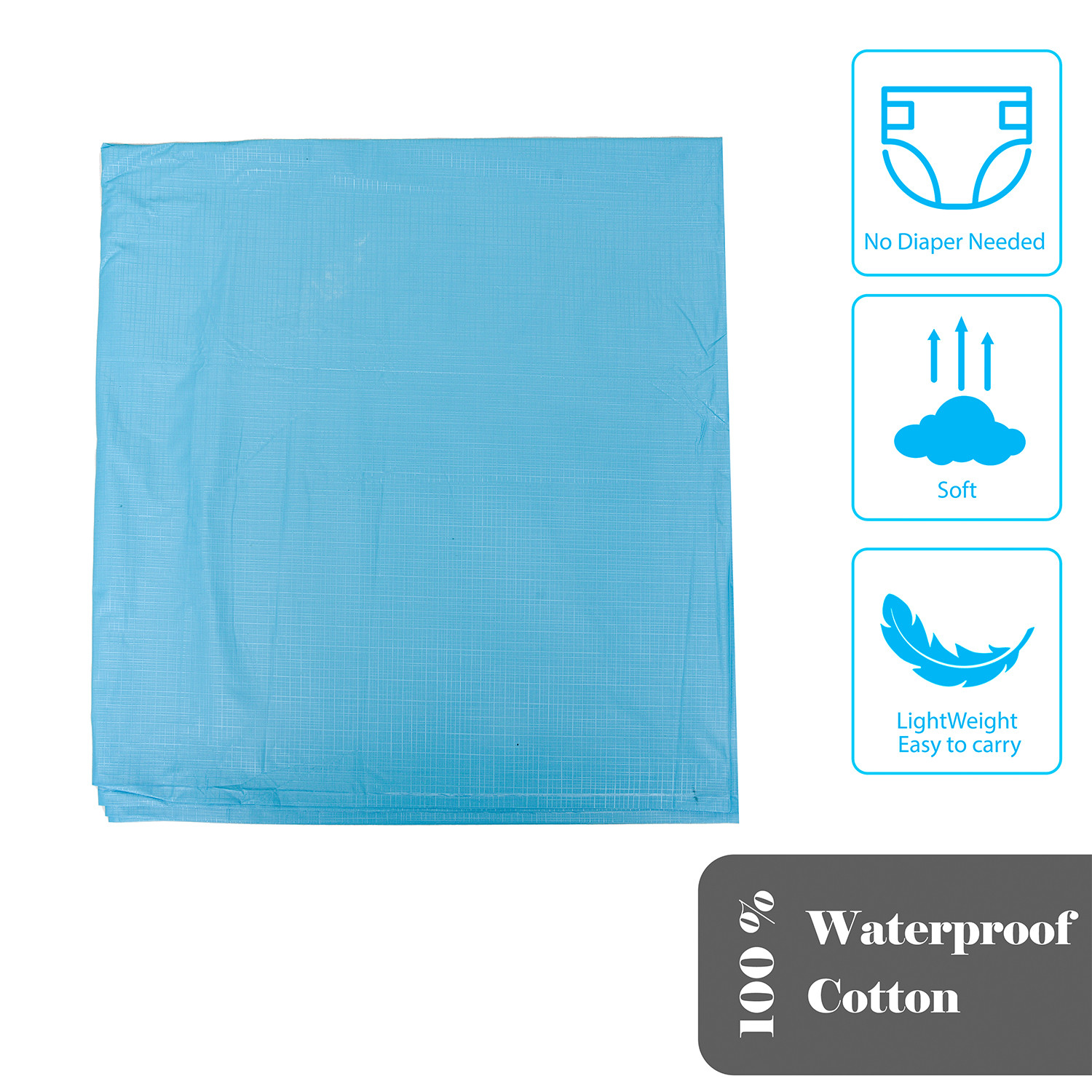 Kuber Industries Baby Bedsheet  PVC Self Check Mattress Protector Sheet  Waterproof Double Bedsheet for Babies and Adult  80x80 Inch  Sky Blue