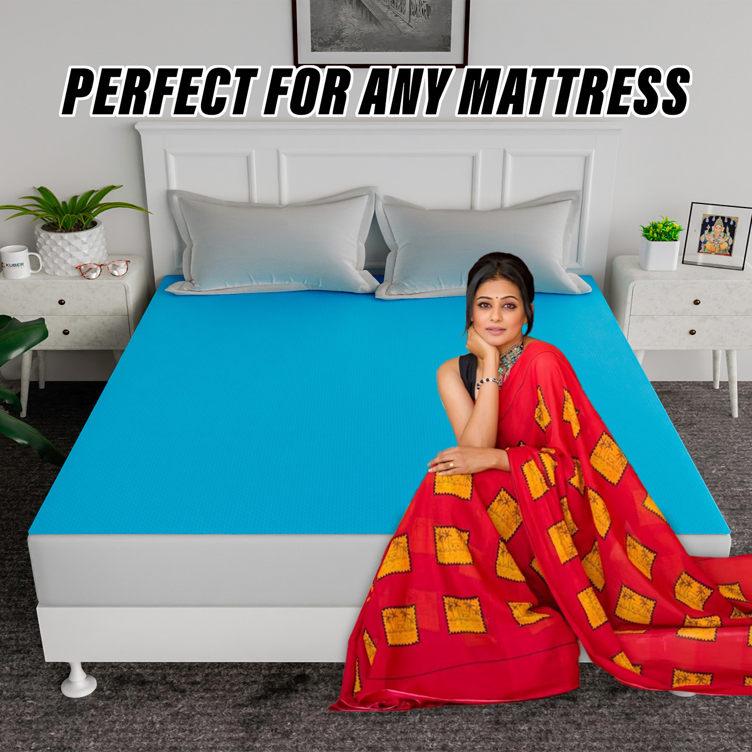 Kuber Industries Baby Bedsheet  PVC Self Check Mattress Protector Sheet  Waterproof Double Bedsheet for Babies and Adult  80x80 Inch  Sky Blue