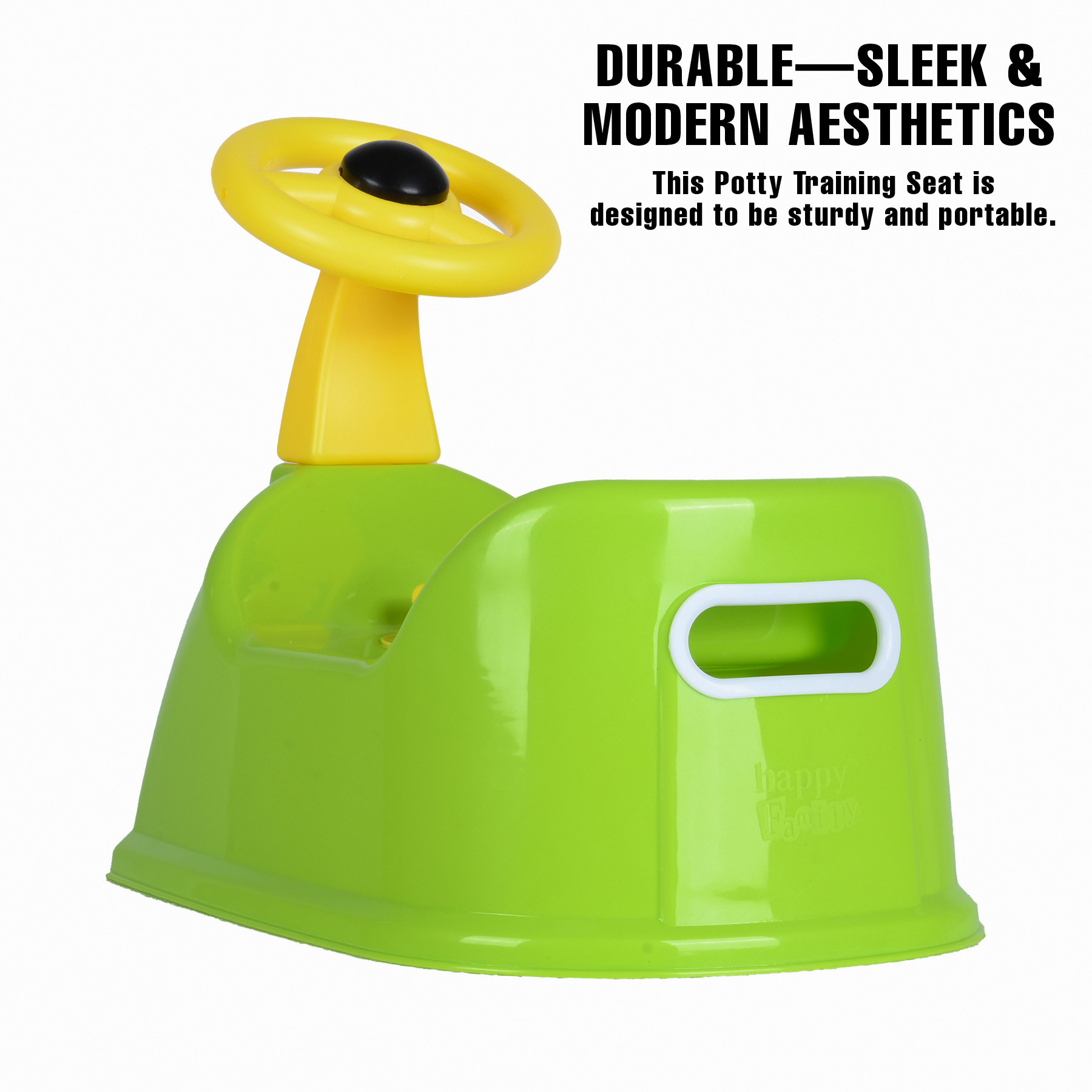 Kuber Industries Baby Potty Seat  Toilet Potty Training Seat  Baby Potty Trainer Seat  Potty Seat For Child  Potty Training Seat for Kids  Steering Design  Green  Yellow