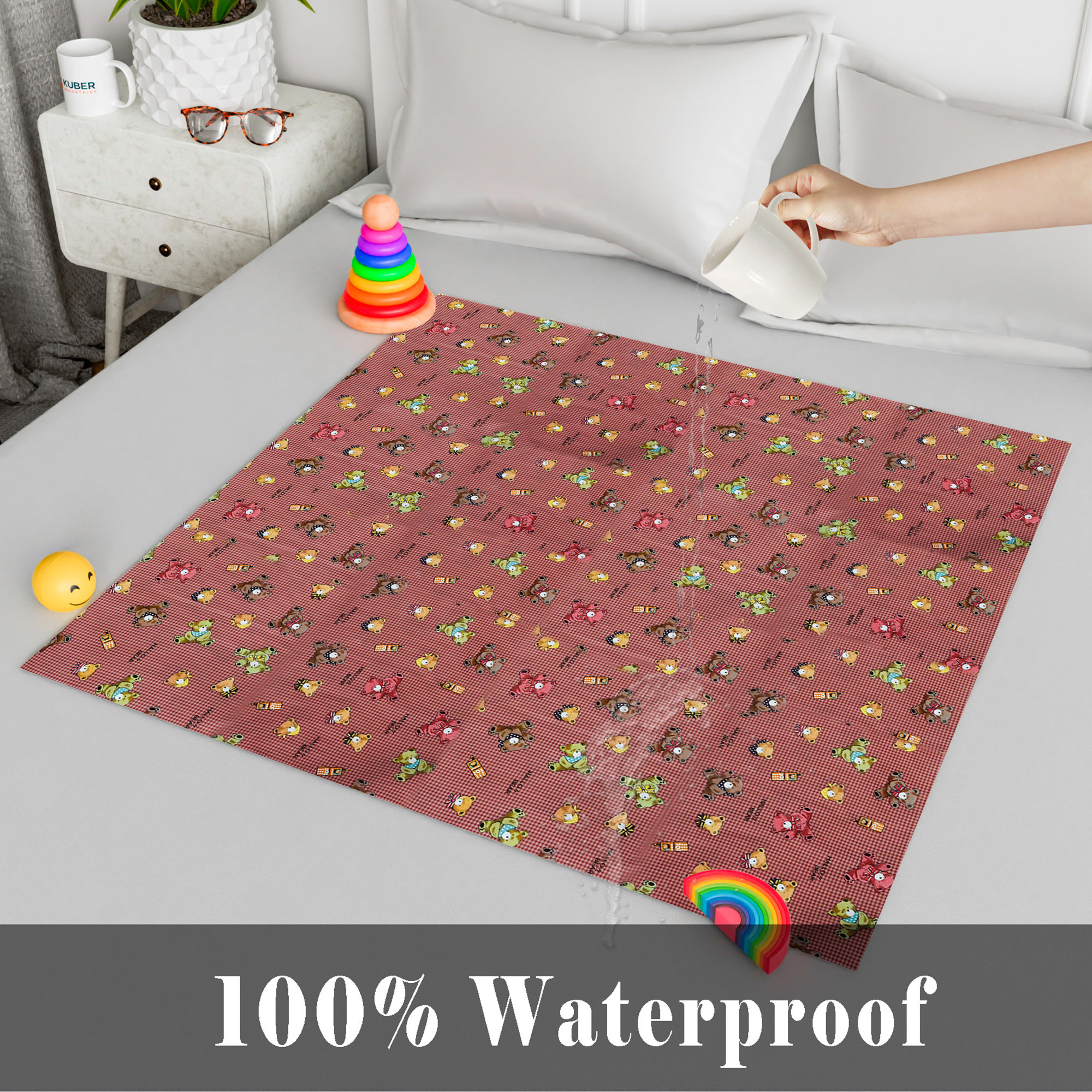 Kuber Industries Baby Sheet  Reversible Baby Plastic Sheet  Crib Sheet for Baby  Bed Wetting Protector Sheet  Baby Mattress Sheet for Baby  Toddler Bed Sheet  100x100 CM  Maroon