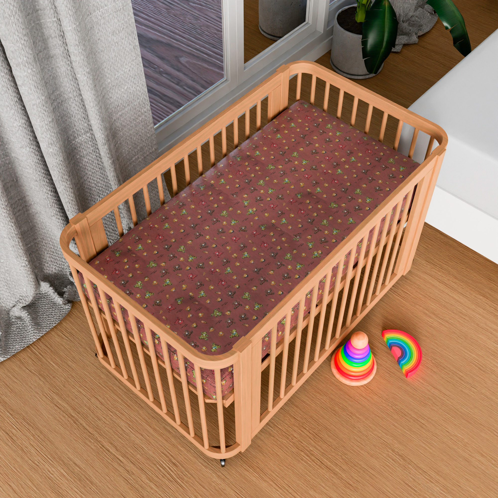 Kuber Industries Baby Sheet | Reversible Baby Plastic Sheet | Crib Sheet for Baby | Bed Wetting Protector Sheet | Baby Mattress Sheet for Baby | Toddler Bed Sheet | 100x100 CM | Maroon