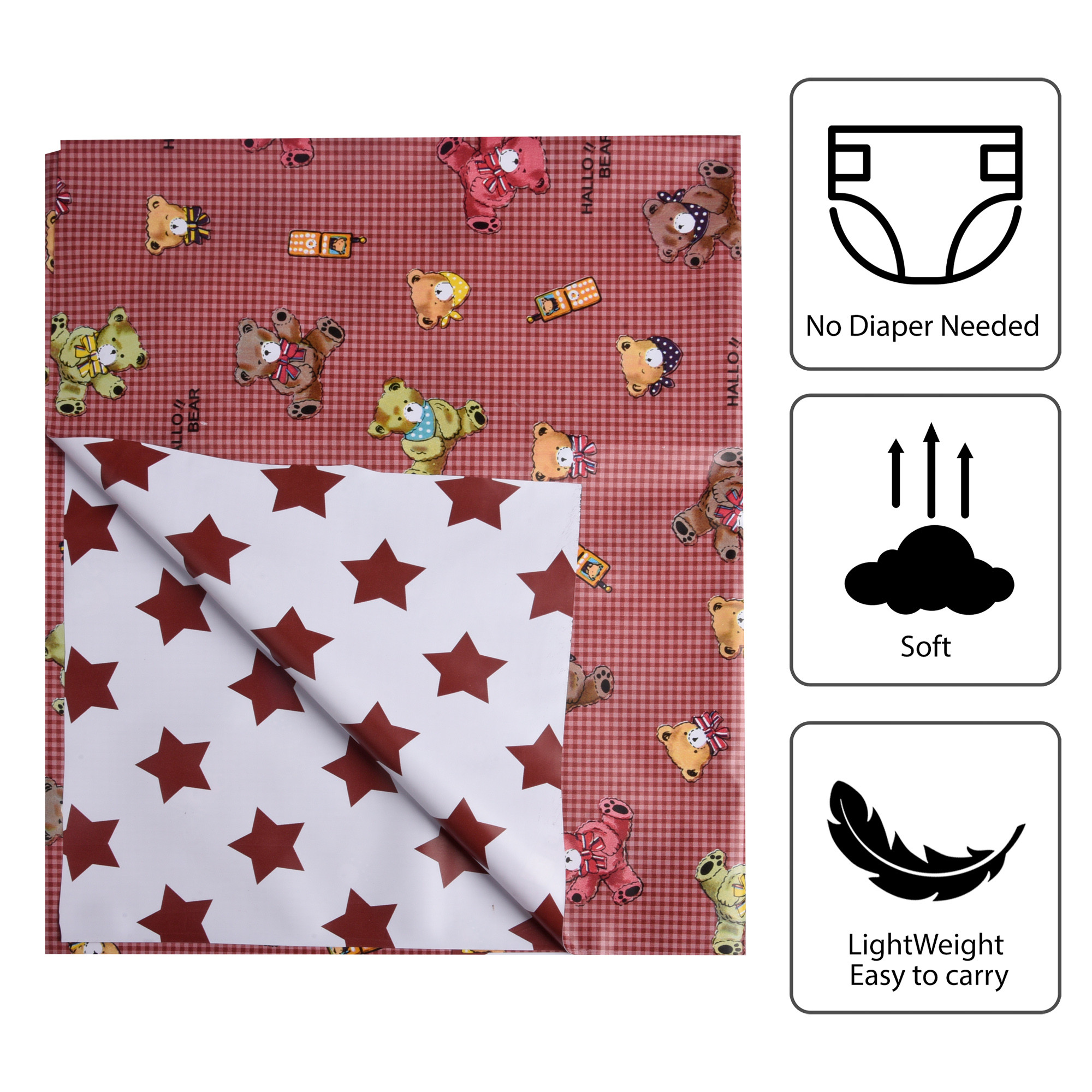 Kuber Industries Baby Sheet | Reversible Baby Plastic Sheet | Crib Sheet for Baby | Bed Wetting Protector Sheet | Baby Mattress Sheet for Baby | Toddler Bed Sheet | 100x100 CM | Maroon