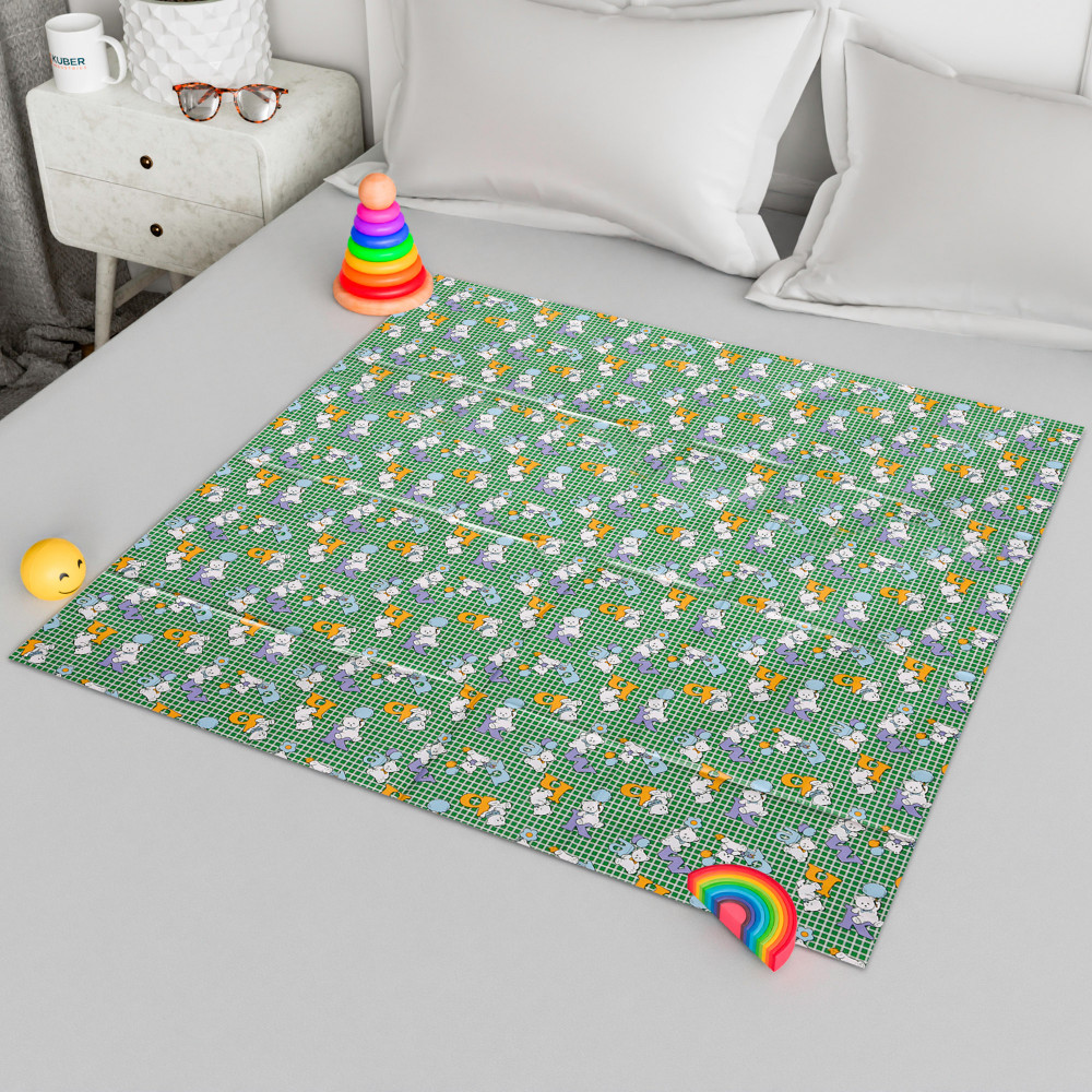 Kuber Industries Baby Sheet Reversible Baby Plastic Sheet Crib Sheet for Baby Bed Wetting Protector Sheet Baby Mattress Sheet for Baby Toddler Bed Sheet 100x100 CM Green
