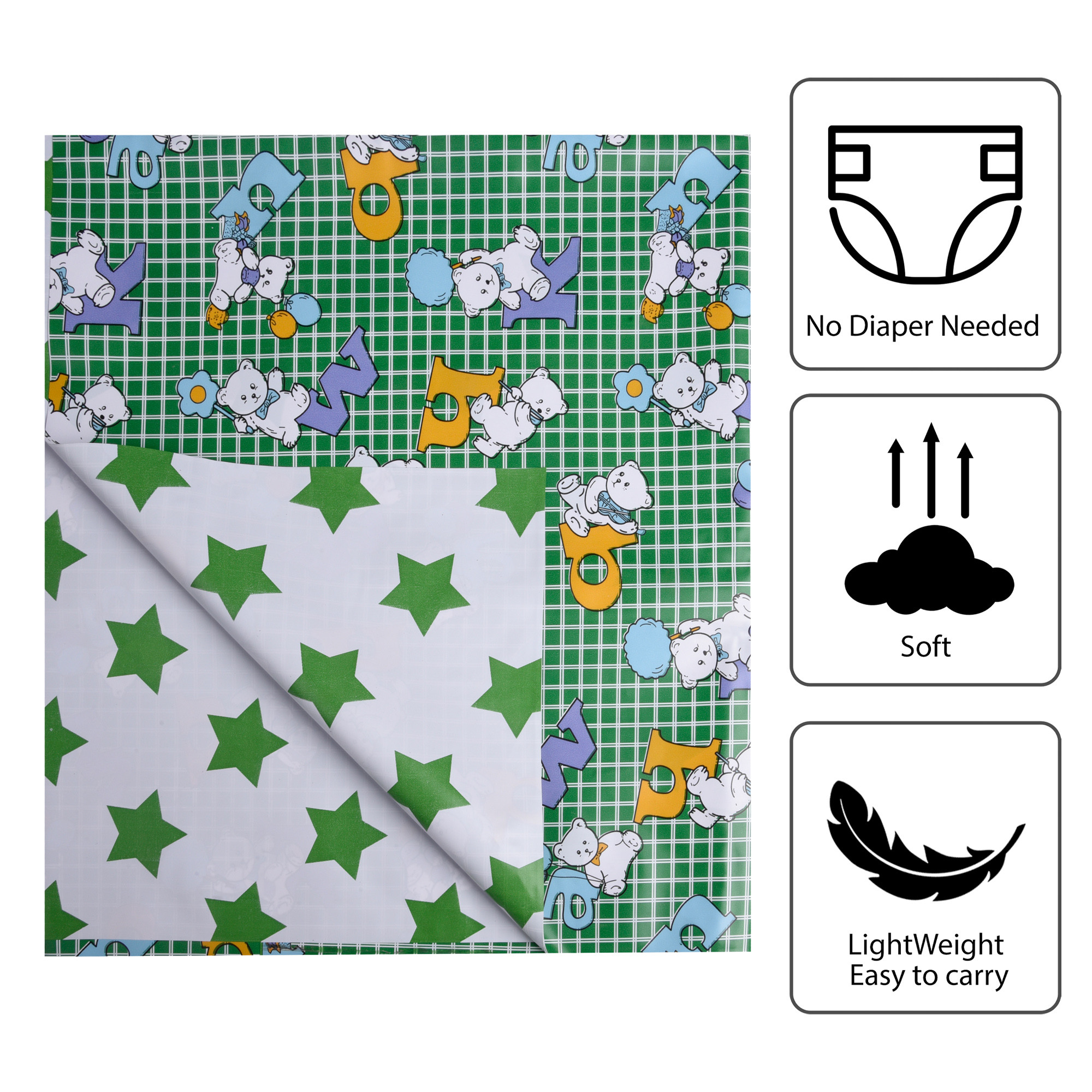 Kuber Industries Baby Sheet | Reversible Baby Plastic Sheet | Crib Sheet for Baby | Bed Wetting Protector Sheet | Baby Mattress Sheet for Baby | Toddler Bed Sheet | 100x100 CM | Green