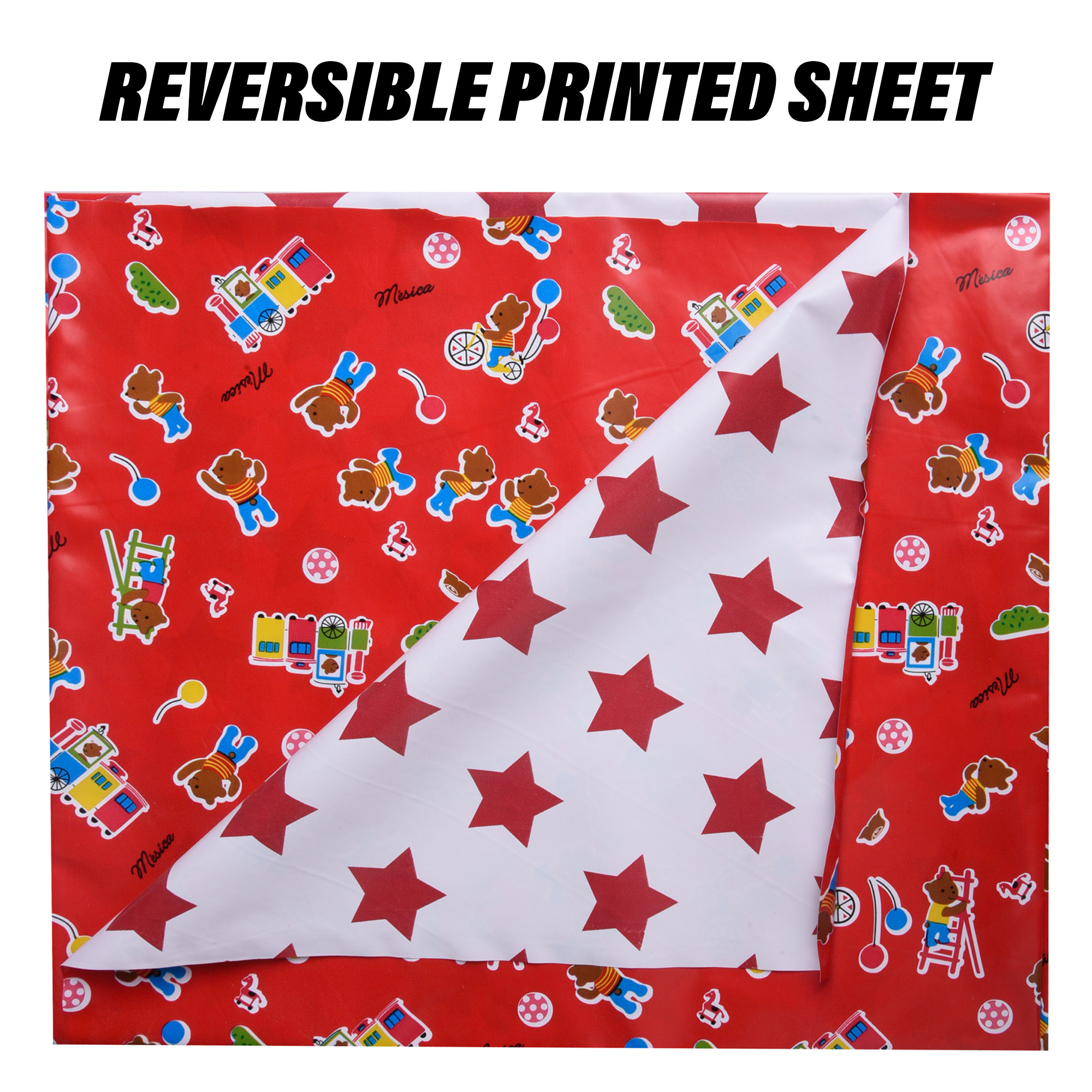 Kuber Industries Baby Sheet | Reversible Baby Plastic Sheet | Crib Sheet for Baby | Bed Wetting Protector Sheet | Baby Mattress Sheet for Baby | Toddler Bed Sheet | 100x100 CM | Red