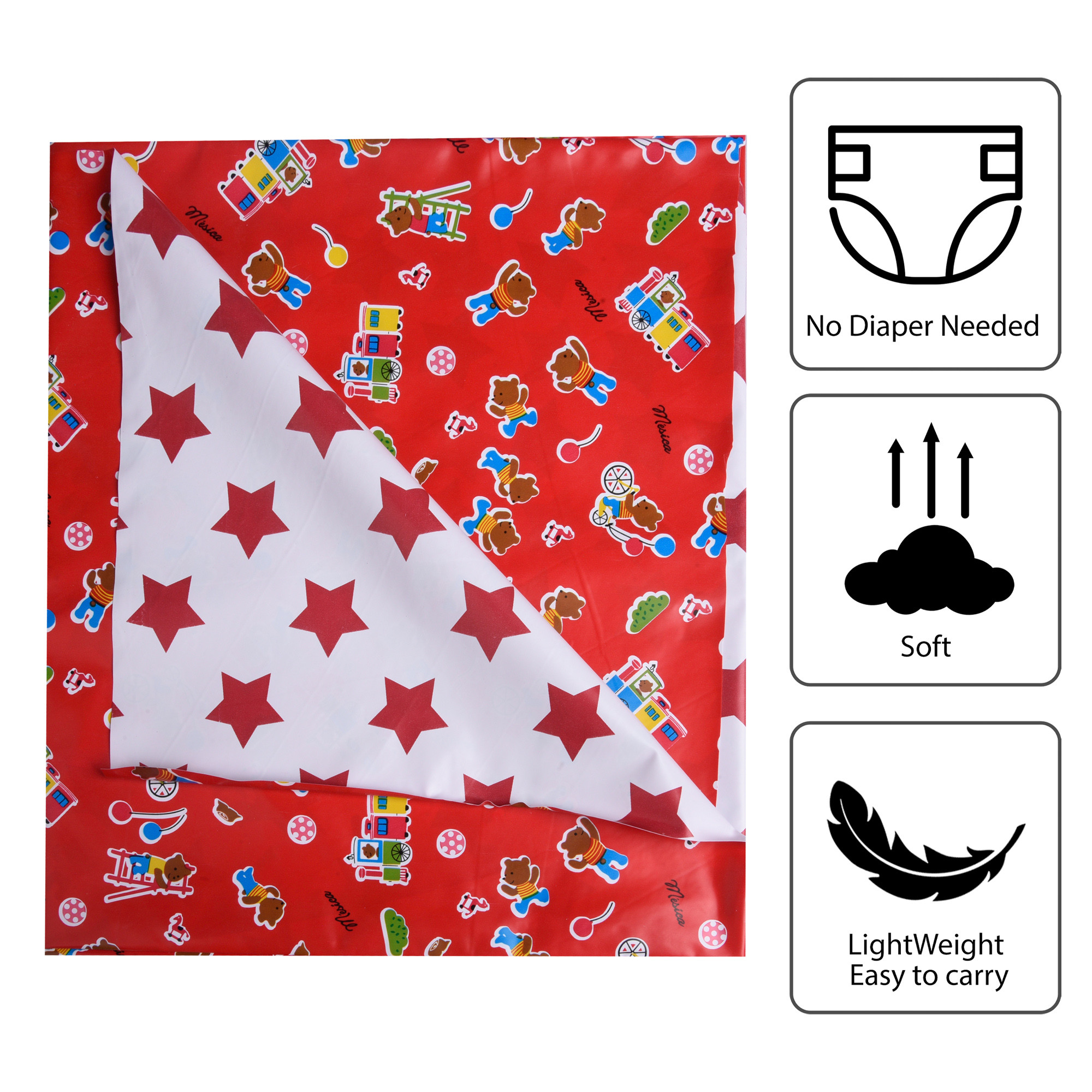 Kuber Industries Baby Sheet | Reversible Baby Plastic Sheet | Crib Sheet for Baby | Bed Wetting Protector Sheet | Baby Mattress Sheet for Baby | Toddler Bed Sheet | 100x100 CM | Red