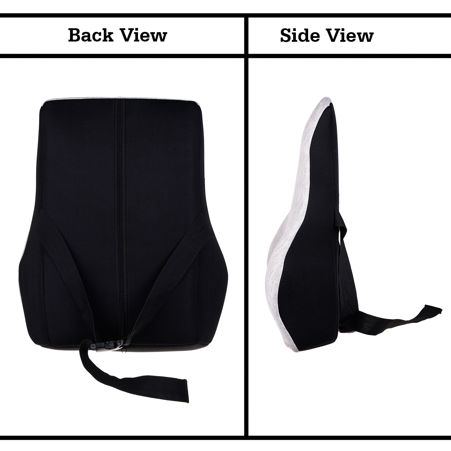 Kuber Industries Back Rest | Memory Foam Support Pillow | Car Backrest | Lumbar Support Chairs for Office |Back Rest For Chair | Home | Seat For Relieve Pain|Black