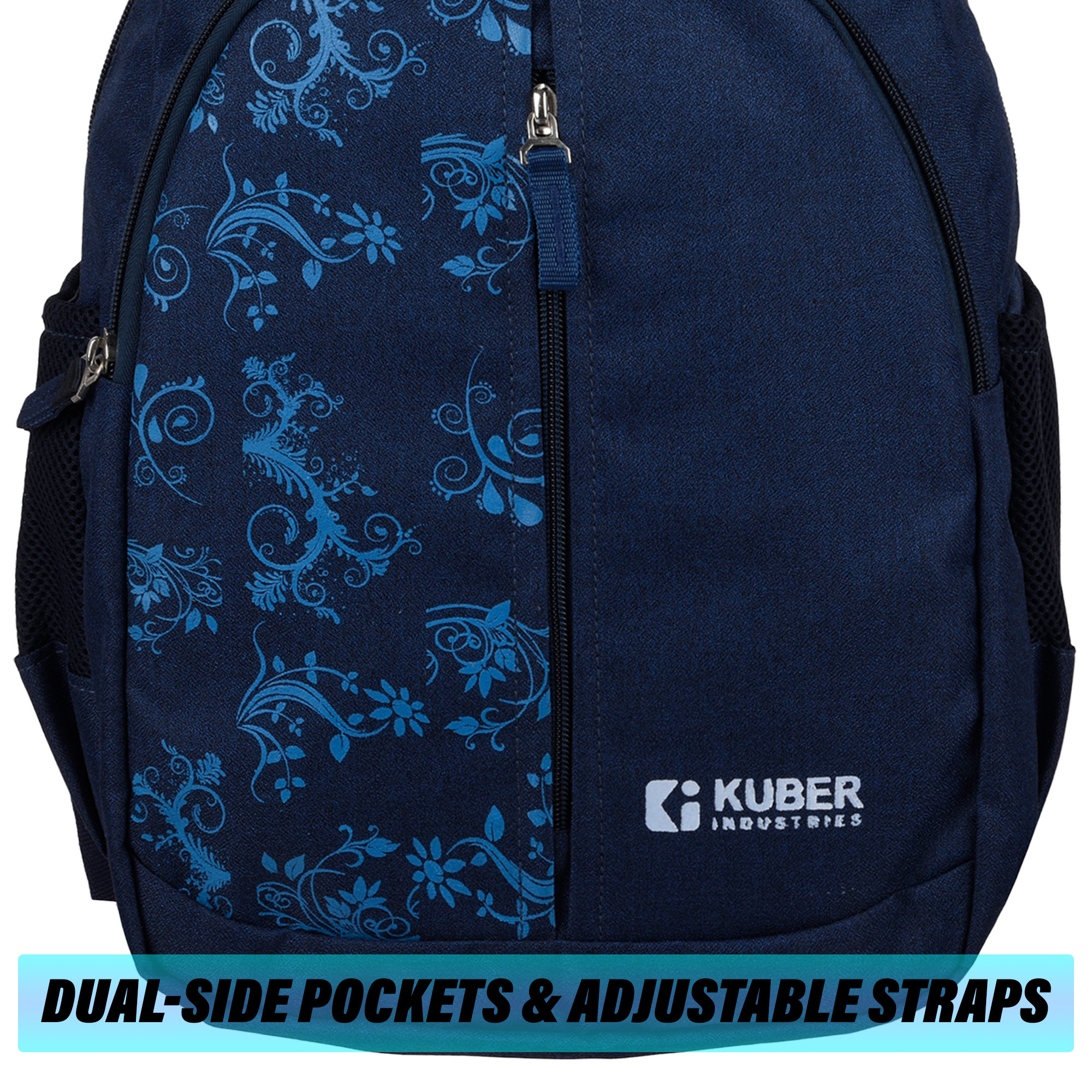 Kuber Industries Backpack  School Backpack for Kids  Collage Backpack  School Bag for Boys  Girls  3 Compartments Mini Backpack  Half Print School Bag  Navy Blue