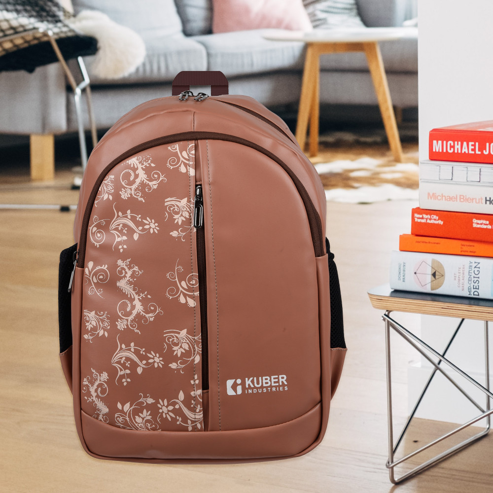 Kuber Industries Backpack | School Backpack for Kids | Collage Backpack | School Bag for Boys &amp; Girls | 3 Compartments Mini Backpack | Half Print School Bag | Beige