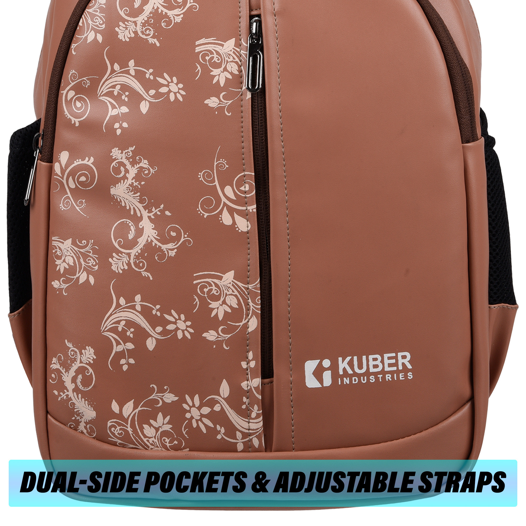 Kuber Industries Backpack | School Backpack for Kids | Collage Backpack | School Bag for Boys & Girls | 3 Compartments Mini Backpack | Half Print School Bag | Beige