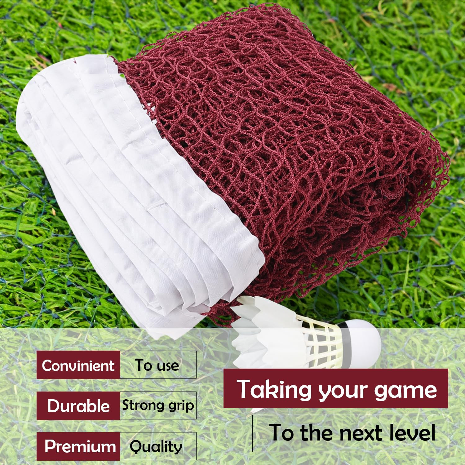 Kuber Industries Badminton Net|Nylon Net for Tournament, Sports Coaching|Shuttle Net Indoor, Outdoor (Wine Red)
