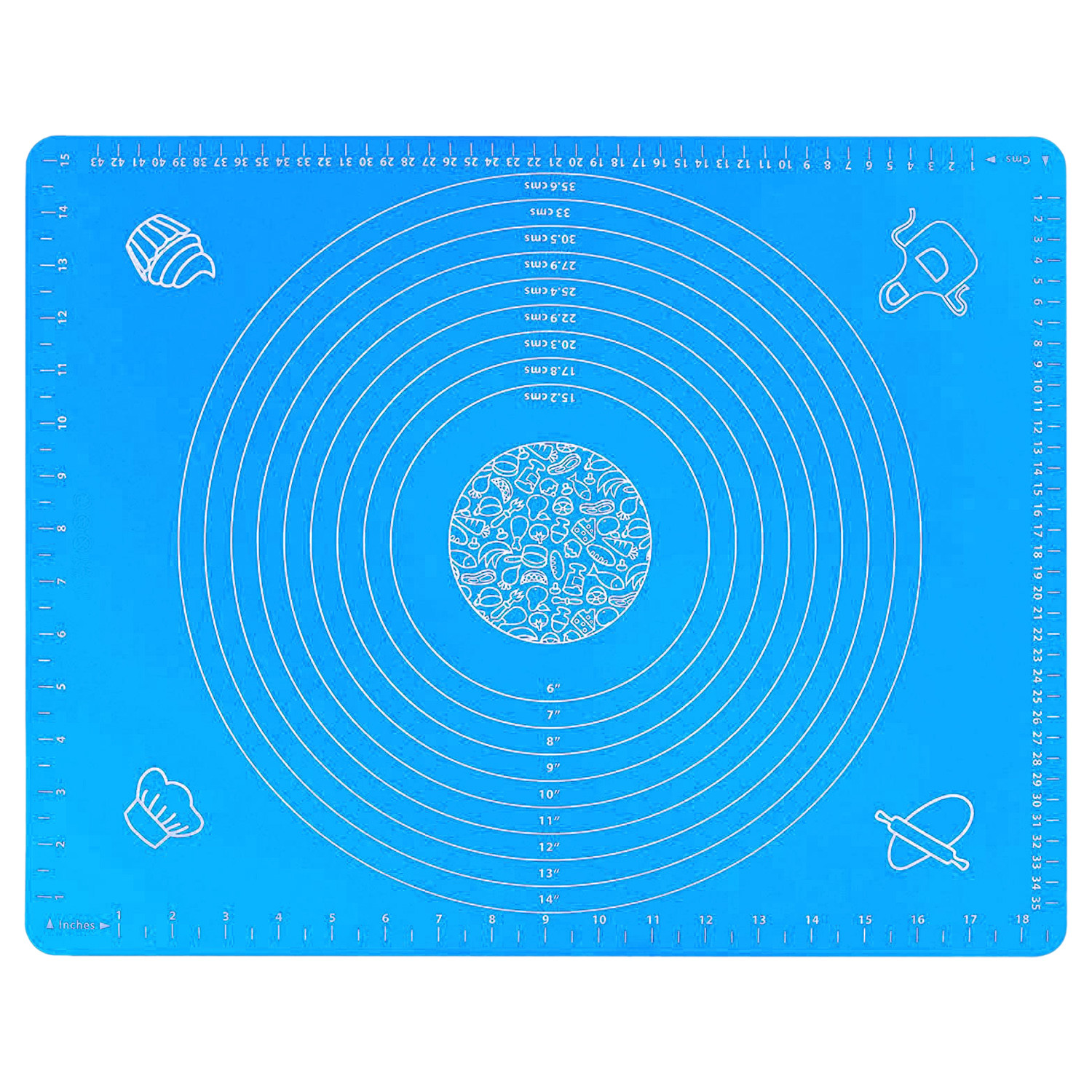 Kuber Industries Baking Mat|Silicone Non-Stick Stretchable Kneading Mat|Fondant Rolling Mat For Kitchen,Roti,Chapati,Cake,19 x 16 Inche (Sky Blue)