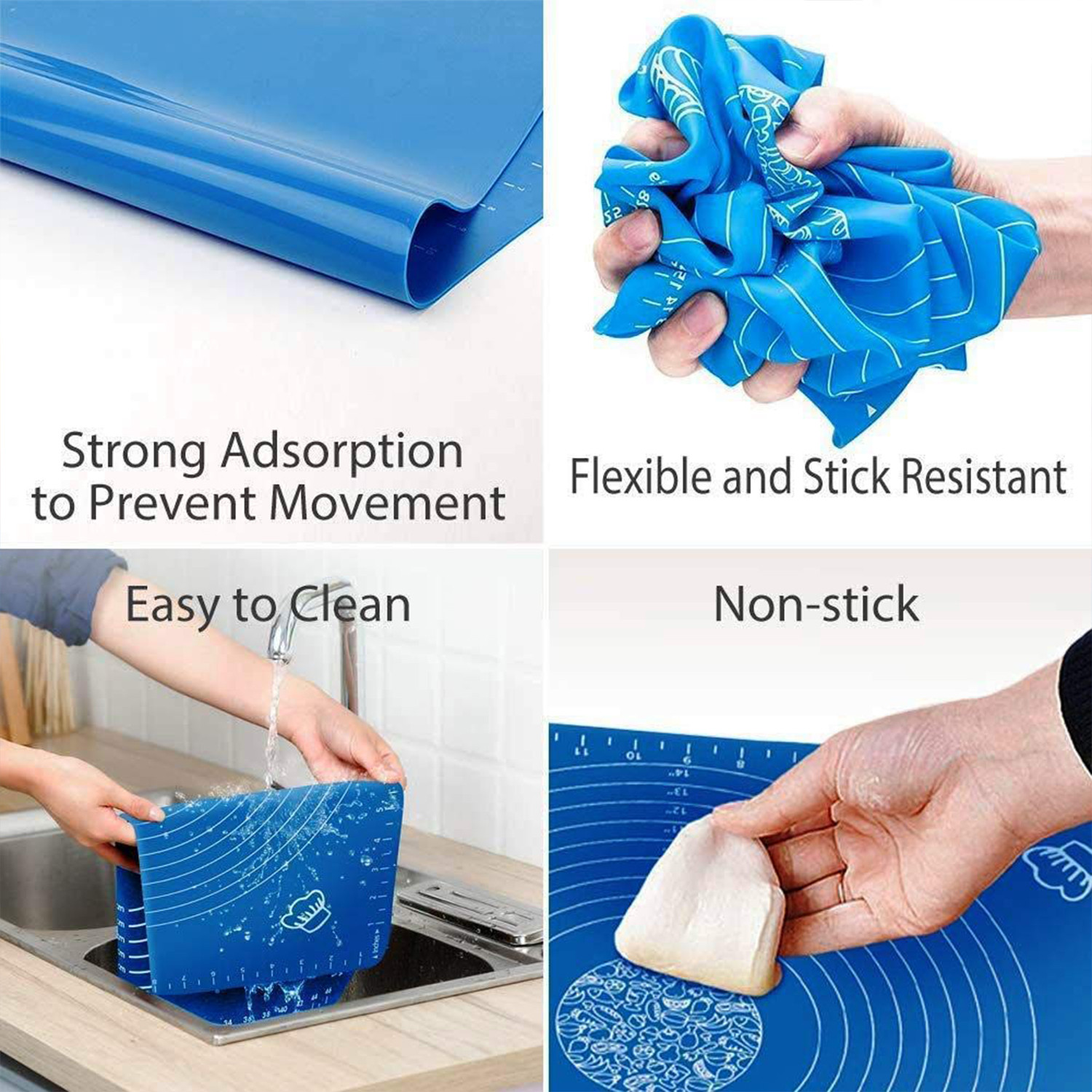 Kuber Industries Baking Mat|Silicone Non-Stick Stretchable Kneading Mat|Fondant Rolling Mat For Kitchen,Roti,Chapati,Cake,19 x 16 Inche (Sky Blue)