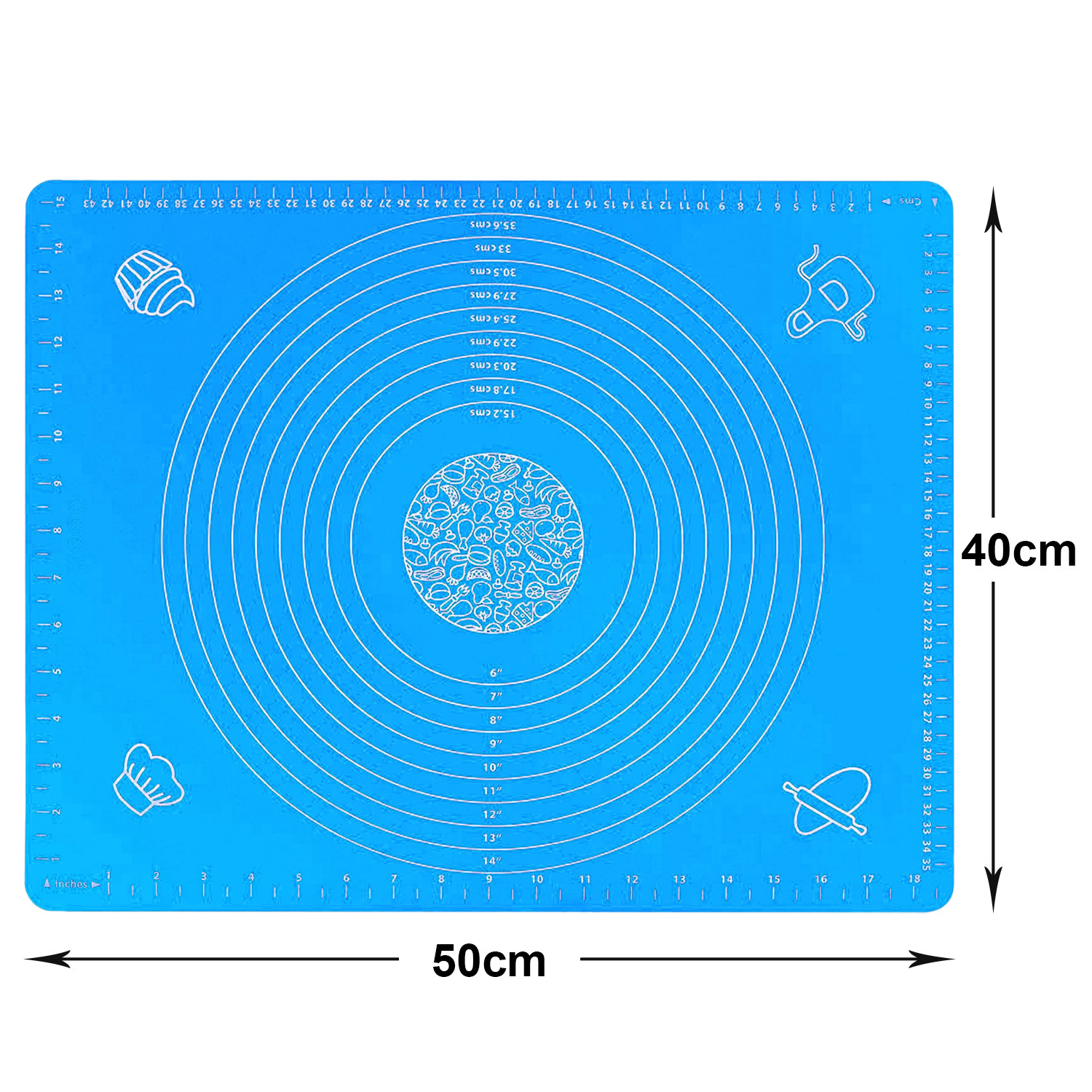Kuber Industries Baking Mat|Silicone Non-Stick Stretchable Kneading Mat|Fondant Rolling Mat For Kitchen,Roti,Chapati,Cake,19 x 16 Inche (Sky Blue)