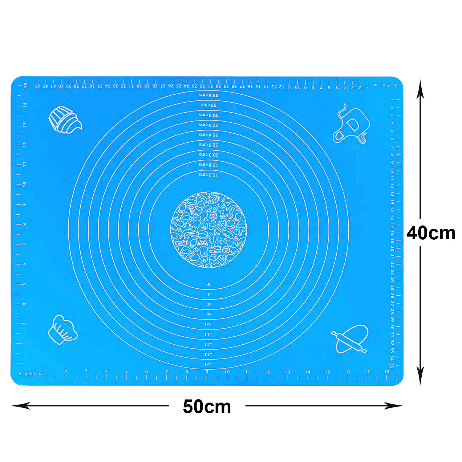 Kuber Industries Baking Mat|Silicone Non-Stick Stretchable Kneading Mat|Fondant Rolling Mat For Kitchen,Roti,Chapati,Cake,19 x 16 Inche (Sky Blue)