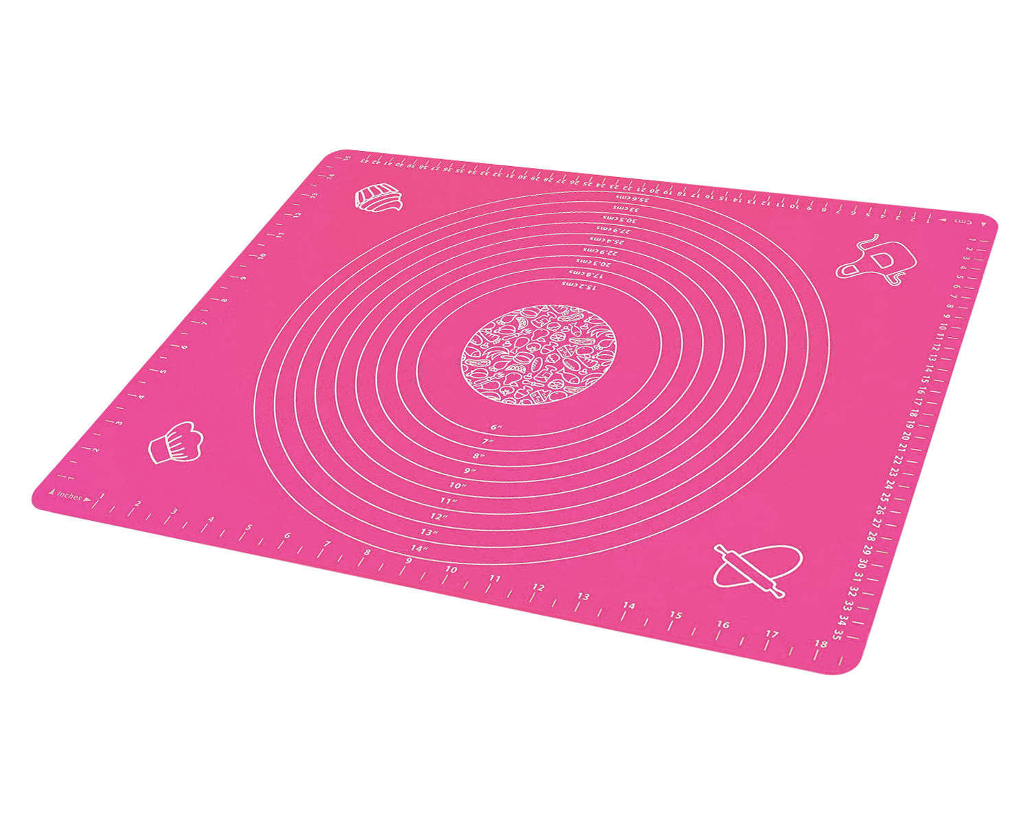 Kuber Industries Baking Mat|Silicone Non-Stick Stretchable Kneading Mat|Fondant Rolling Mat For Kitchen,Roti,Chapati,Cake,19 x 16 Inche (Pink)