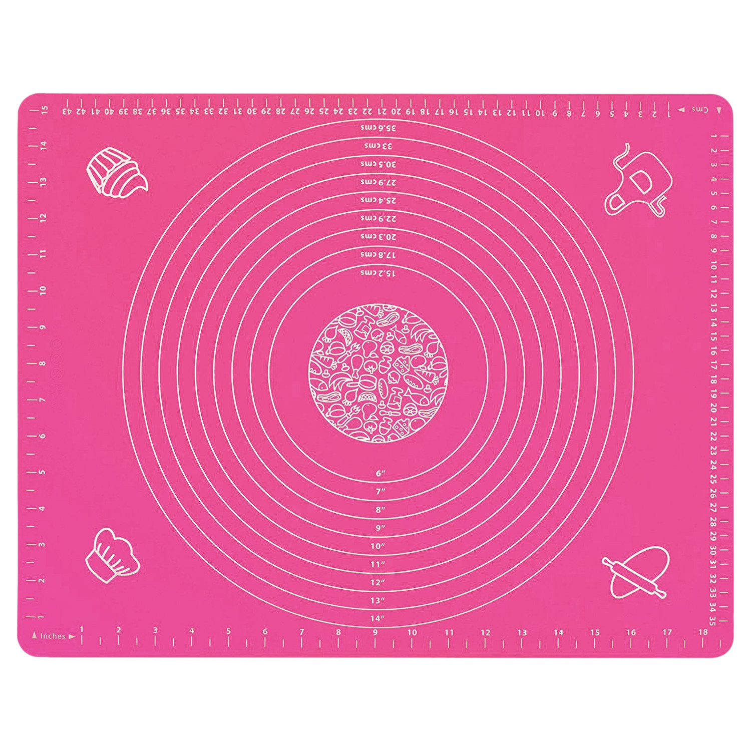 Kuber Industries Baking Mat|Silicone Non-Stick Stretchable Kneading Mat|Fondant Rolling Mat For Kitchen,Roti,Chapati,Cake,19 x 16 Inche (Pink)