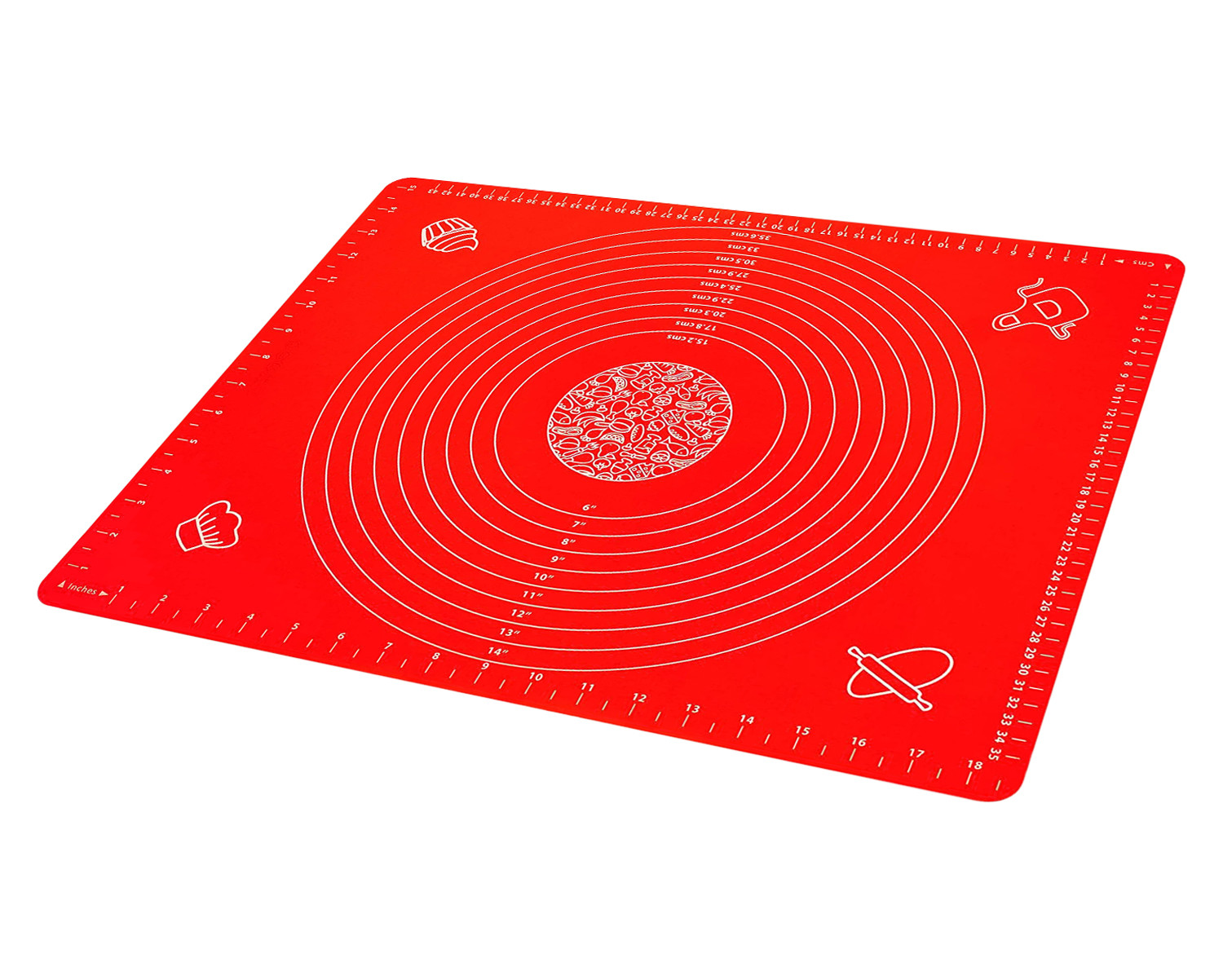 Kuber Industries Baking Mat|Silicone Non-Stick Stretchable Kneading Mat|Fondant Rolling Mat For Kitchen,Roti,Chapati,Cake,19 x 16 Inche (Red)