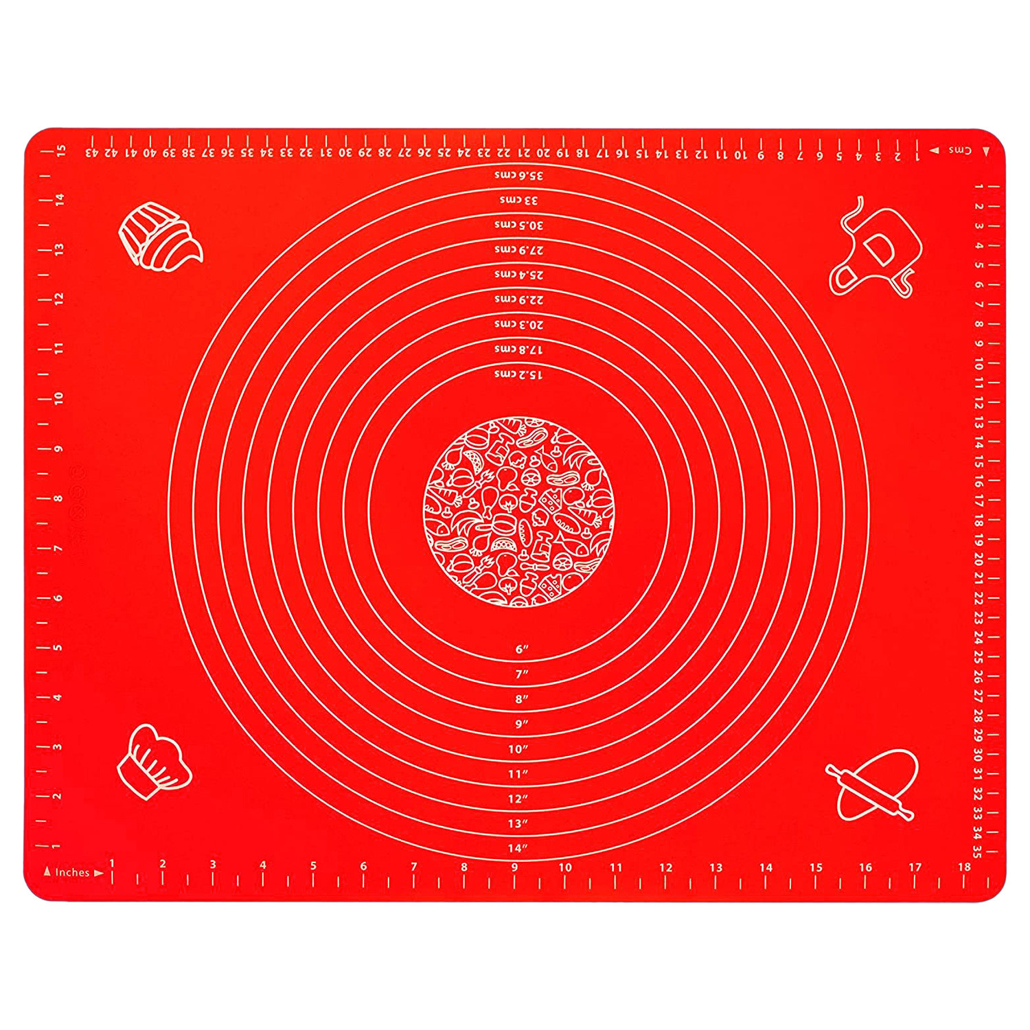 Kuber Industries Baking Mat|Silicone Non-Stick Stretchable Kneading Mat|Fondant Rolling Mat For Kitchen,Roti,Chapati,Cake,19 x 16 Inche (Red)