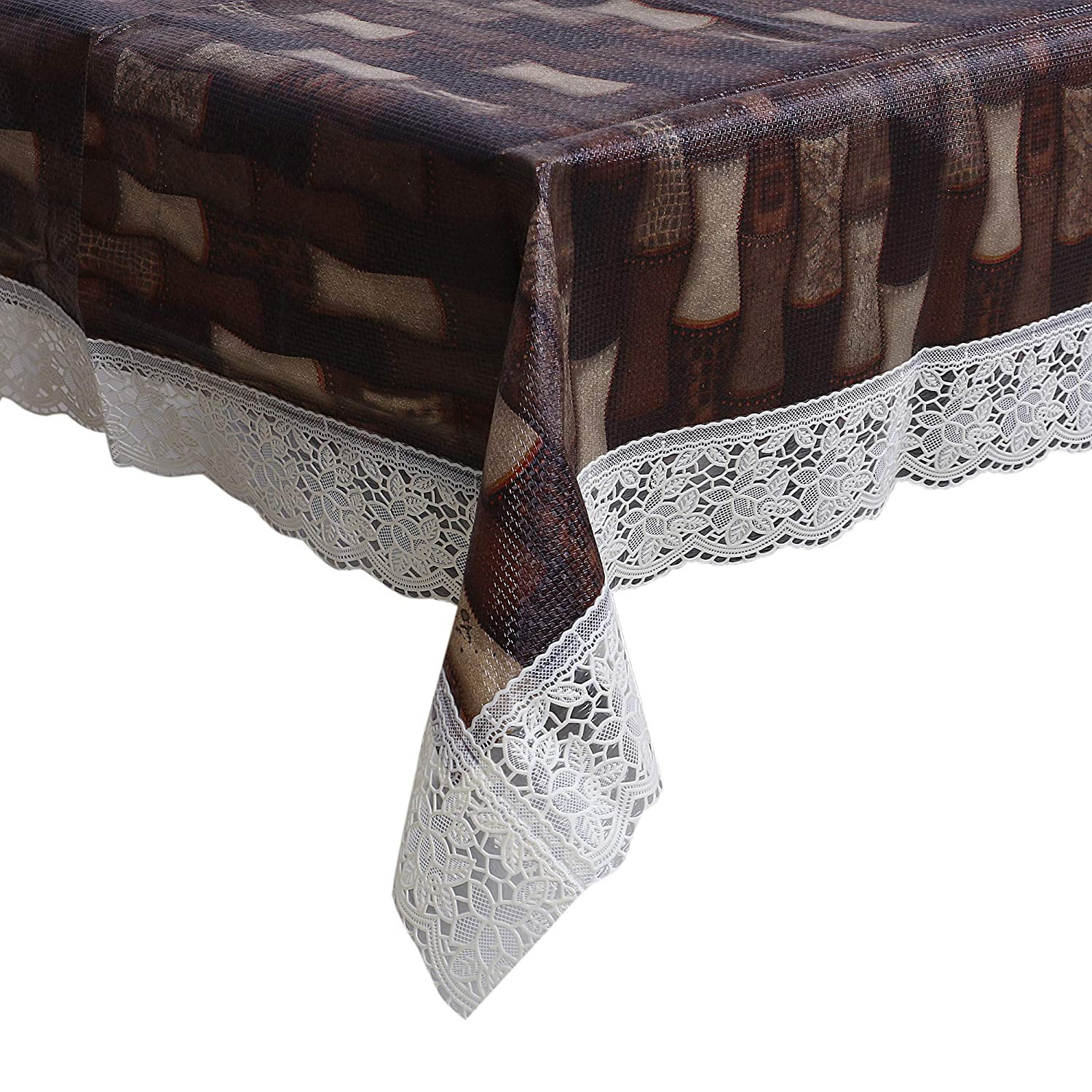 Kuber Industries Bamboo Design PVC 4 Seater Center Table Cover 40